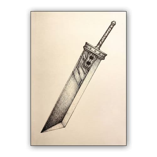 Pen and Ink Buster Sword wall art poster