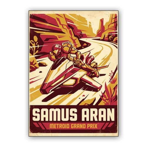 Samus Aran Metroid Grand Prix Retro Poster wall art poster