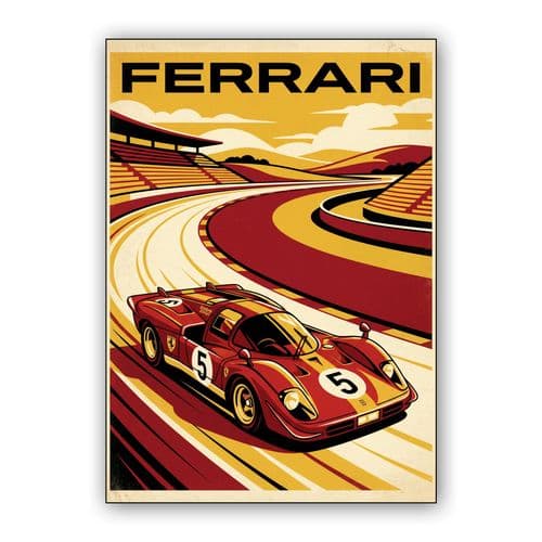 Ferrari 512S Vintage Speed Illustration wall art poster