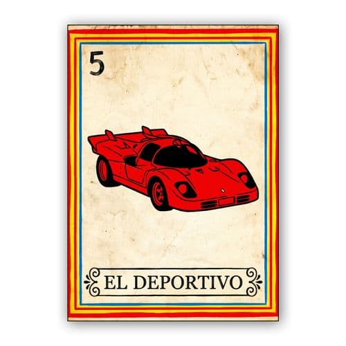 Ferrari 512S El Deportivo Loteria Card wall art poster