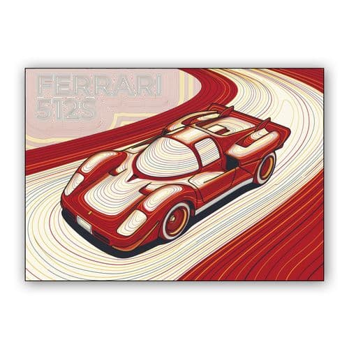 Ferrari 512S Rosso Corsa Topographic Art wall art poster
