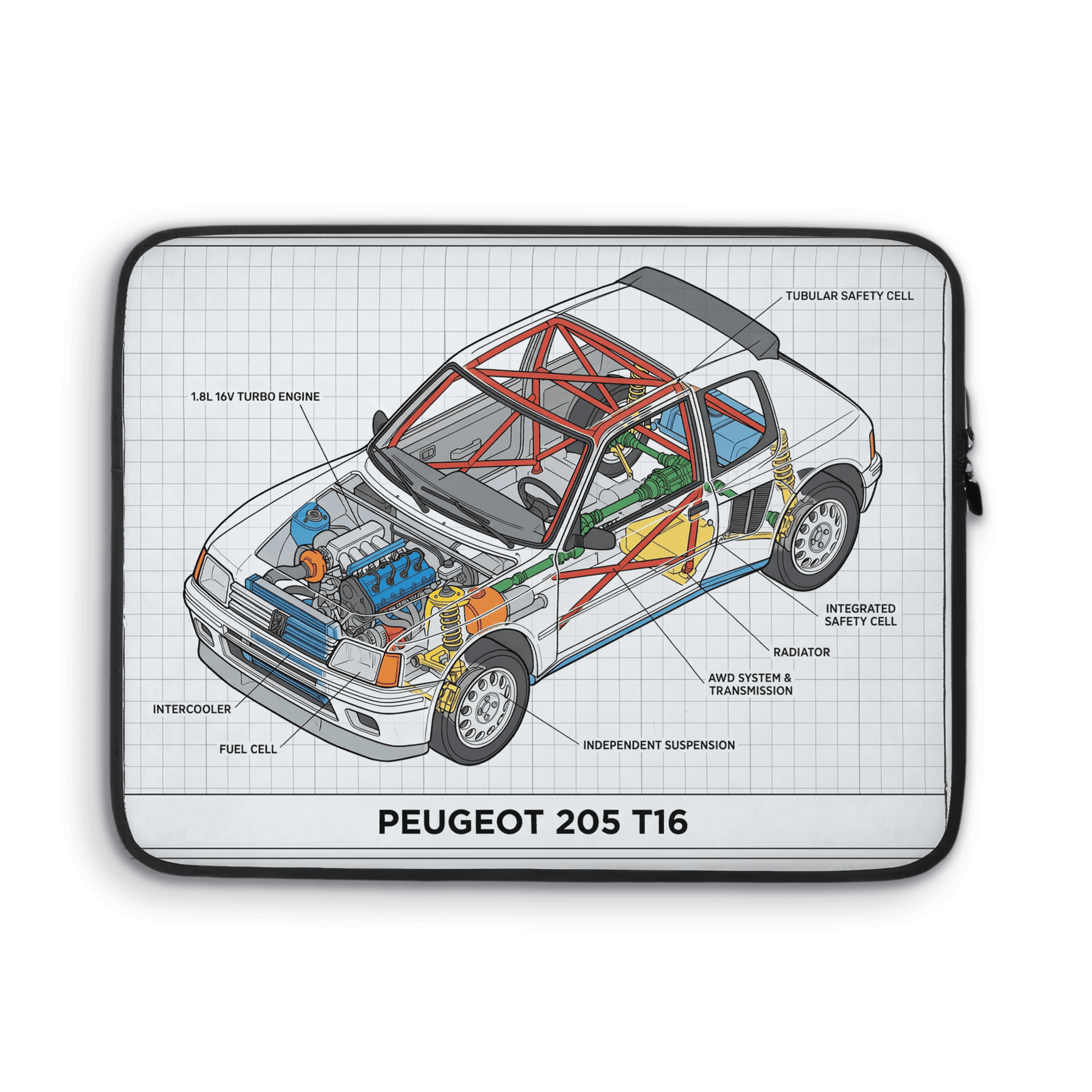Peugeot 205 T16 - Exploded Cutaway Technical Poster