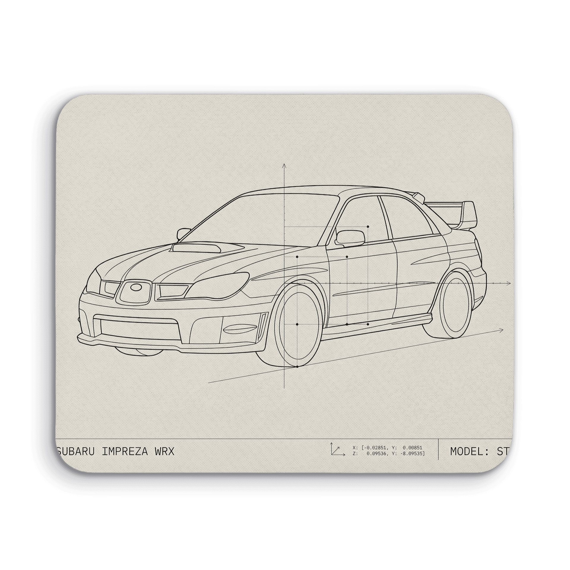 Subaru Impreza WRX STi Technical Drawing Poster
