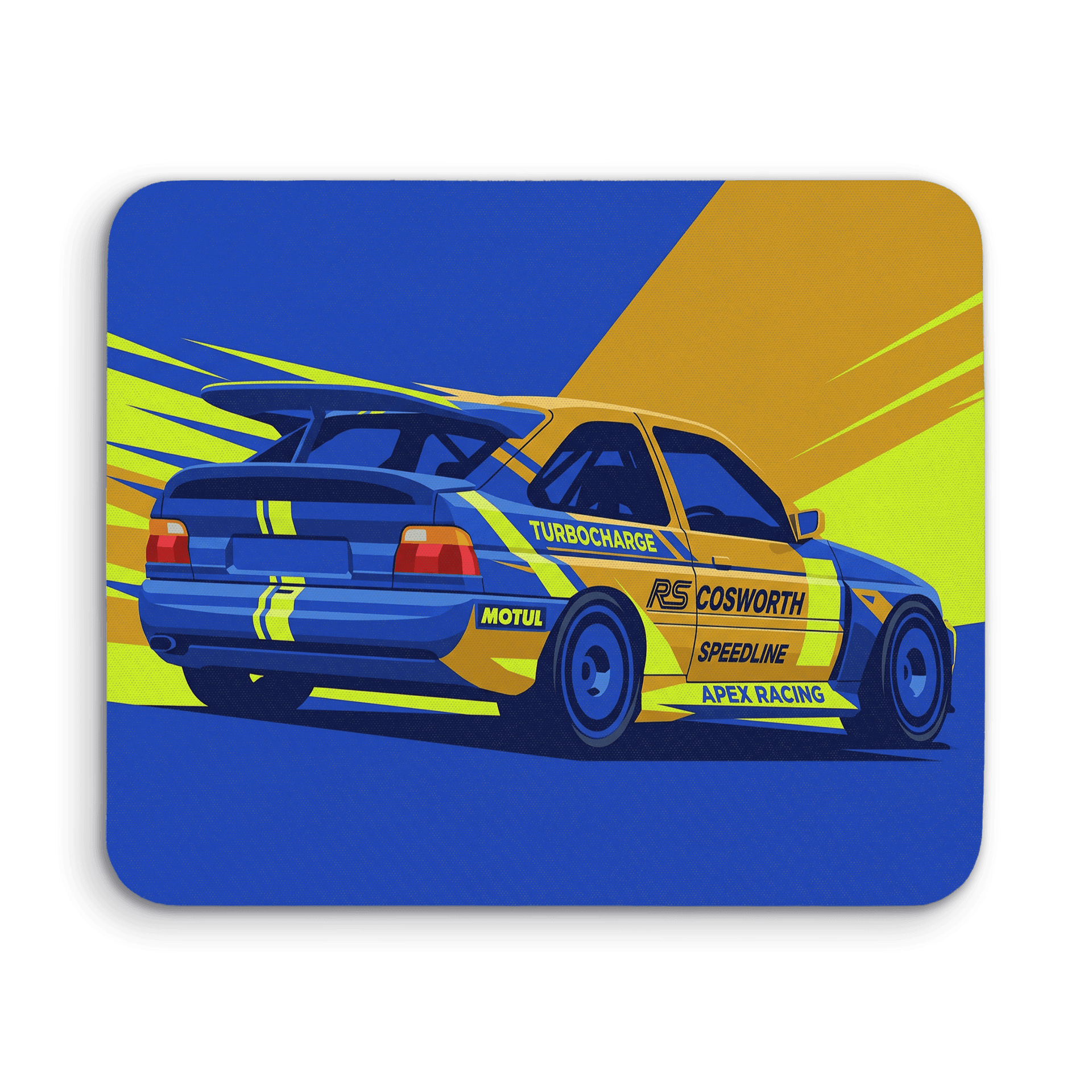 Ford Escort RS Cosworth Blue and Yellow Speed Art