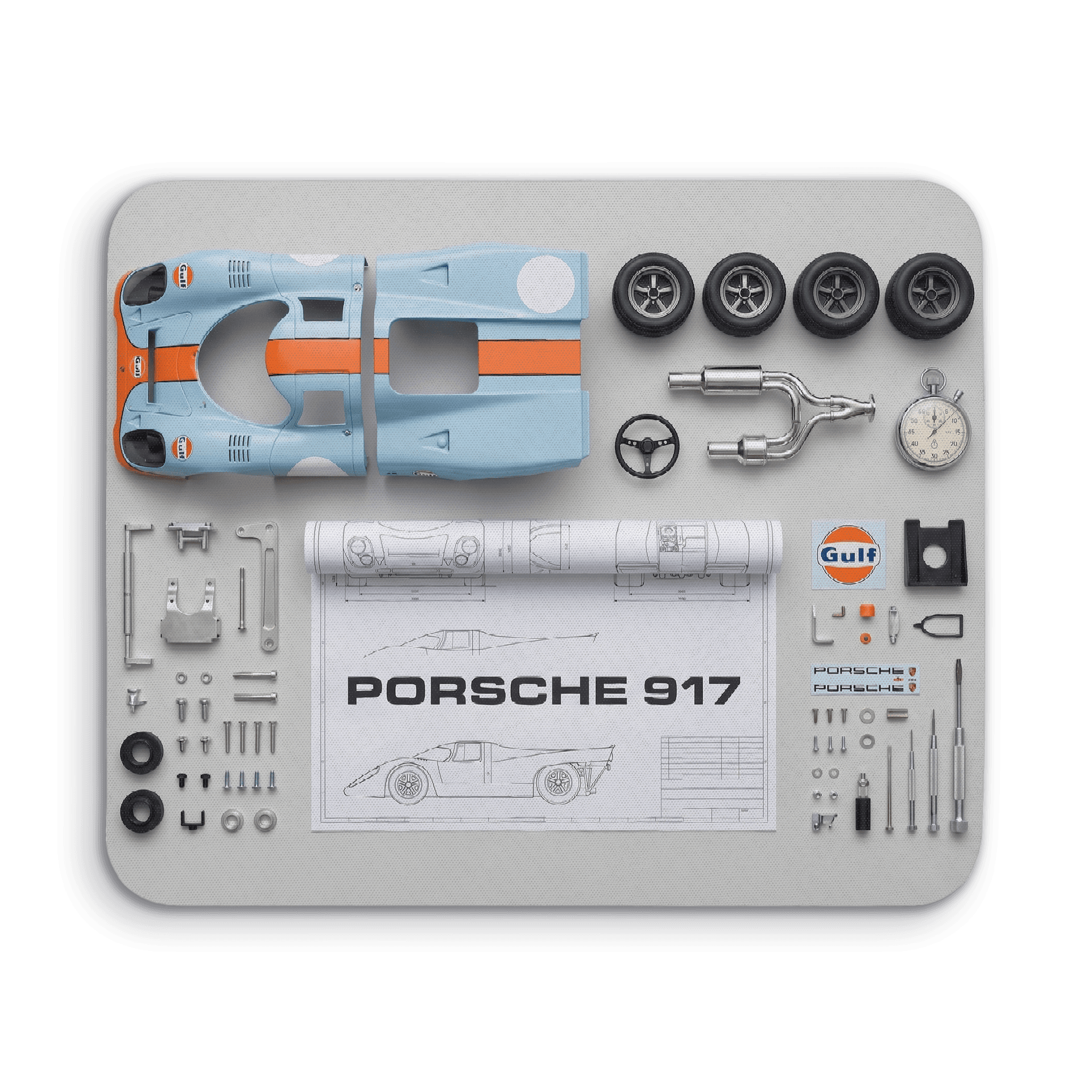Porsche 917 Gulf Livery Knolling Concept