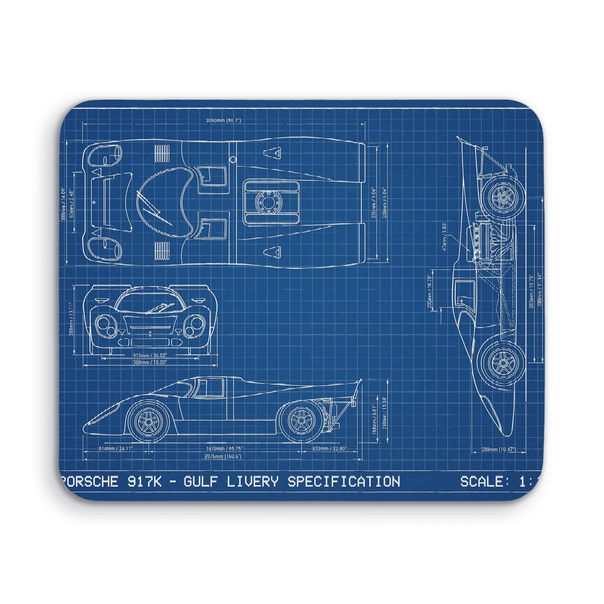 Porsche 917K Gulf Livery Technical Blueprint