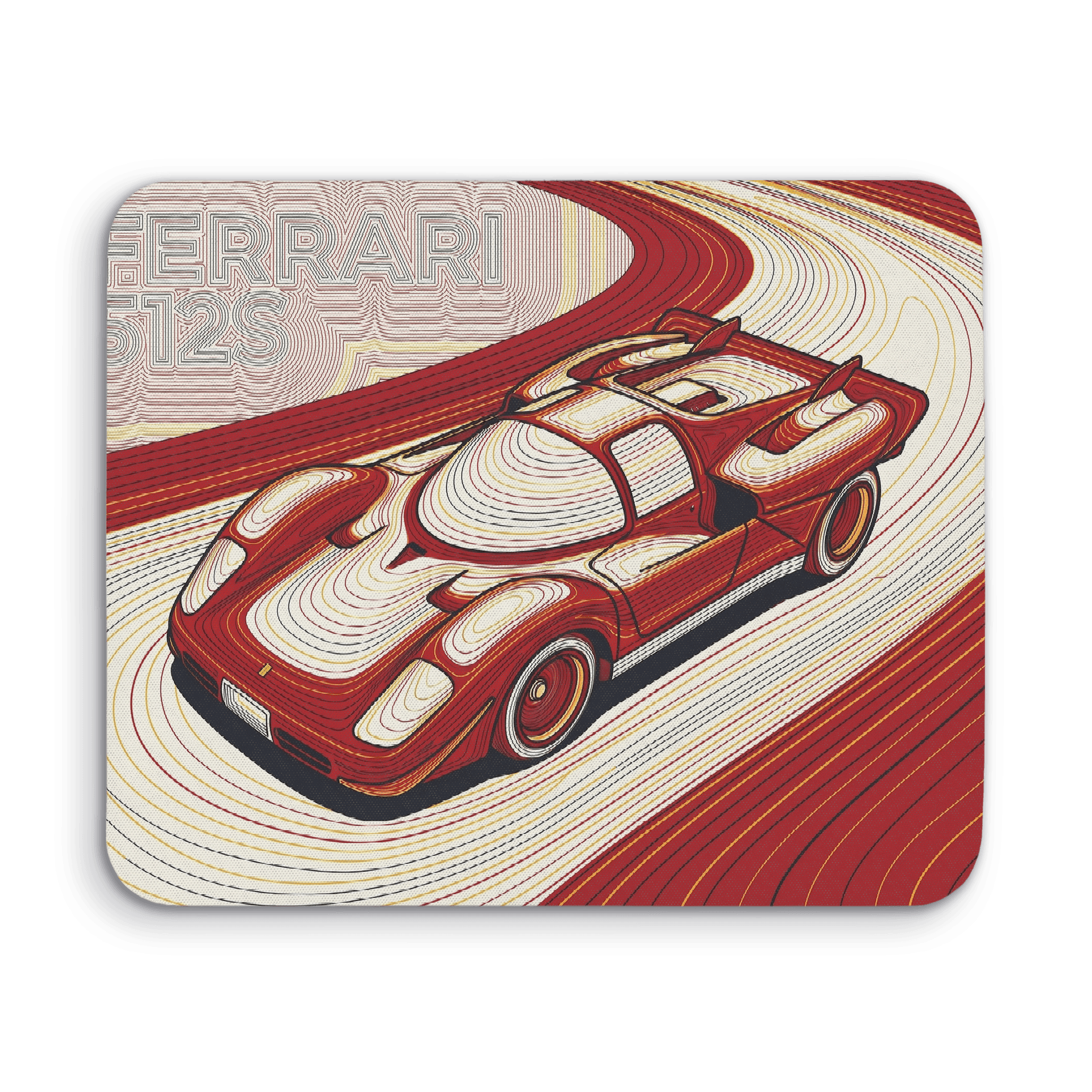 Ferrari 512S Rosso Corsa Topographic Art