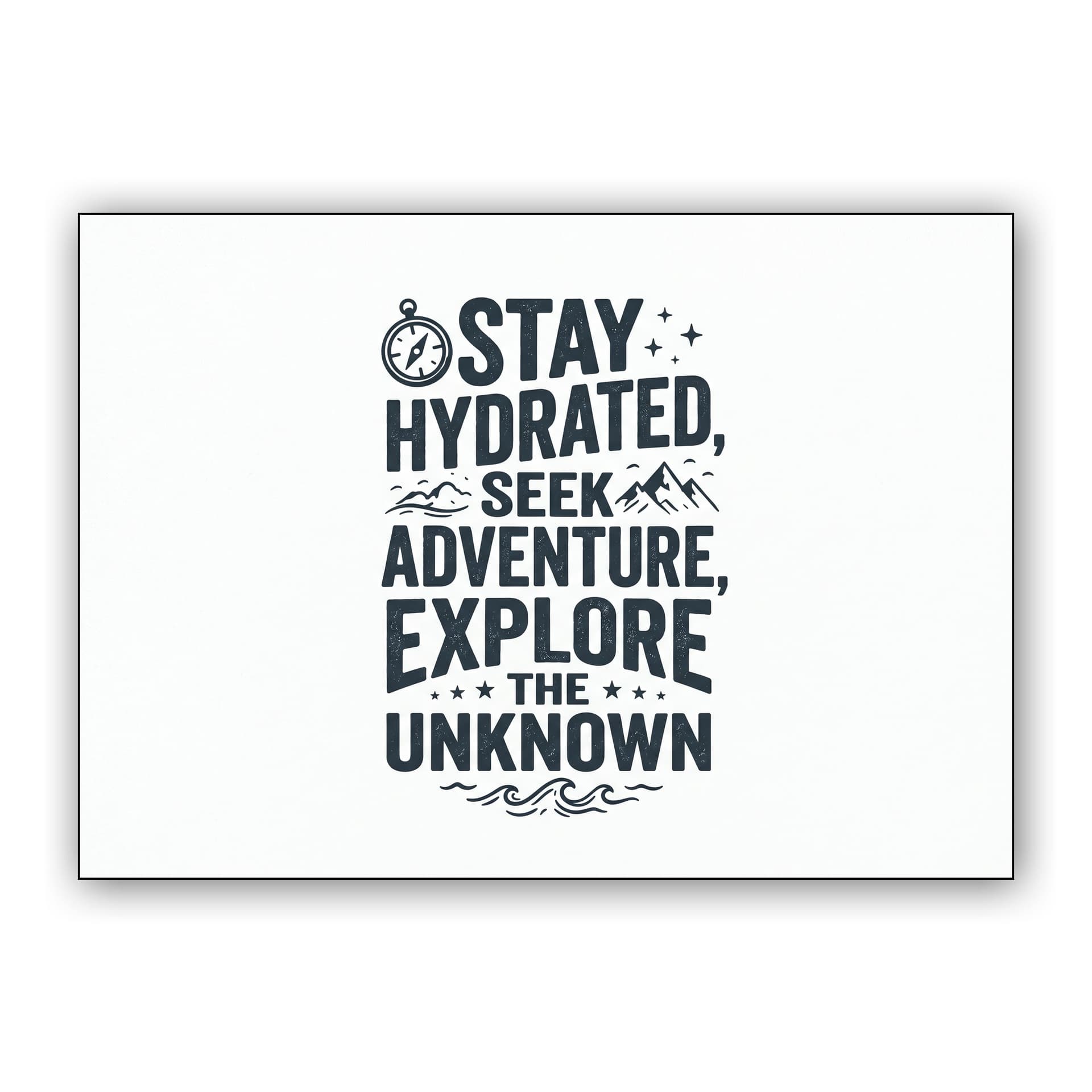 Stay Hydrated Seek Adventure Explore the Unknown Typography