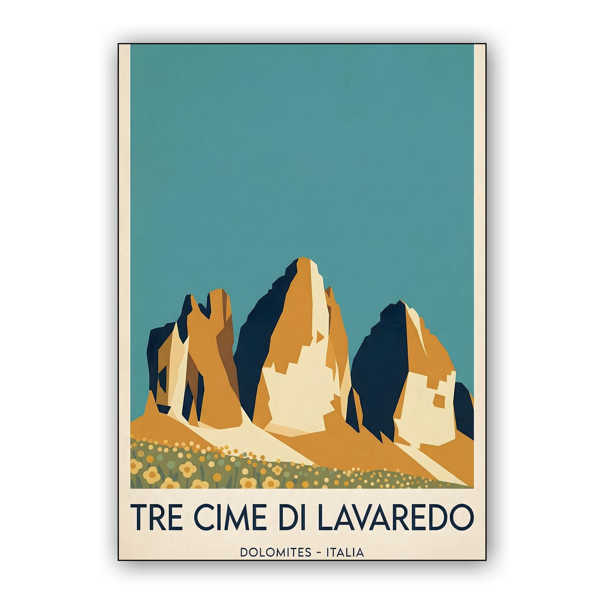 Tre Cime di Lavaredo Vintage Travel Poster