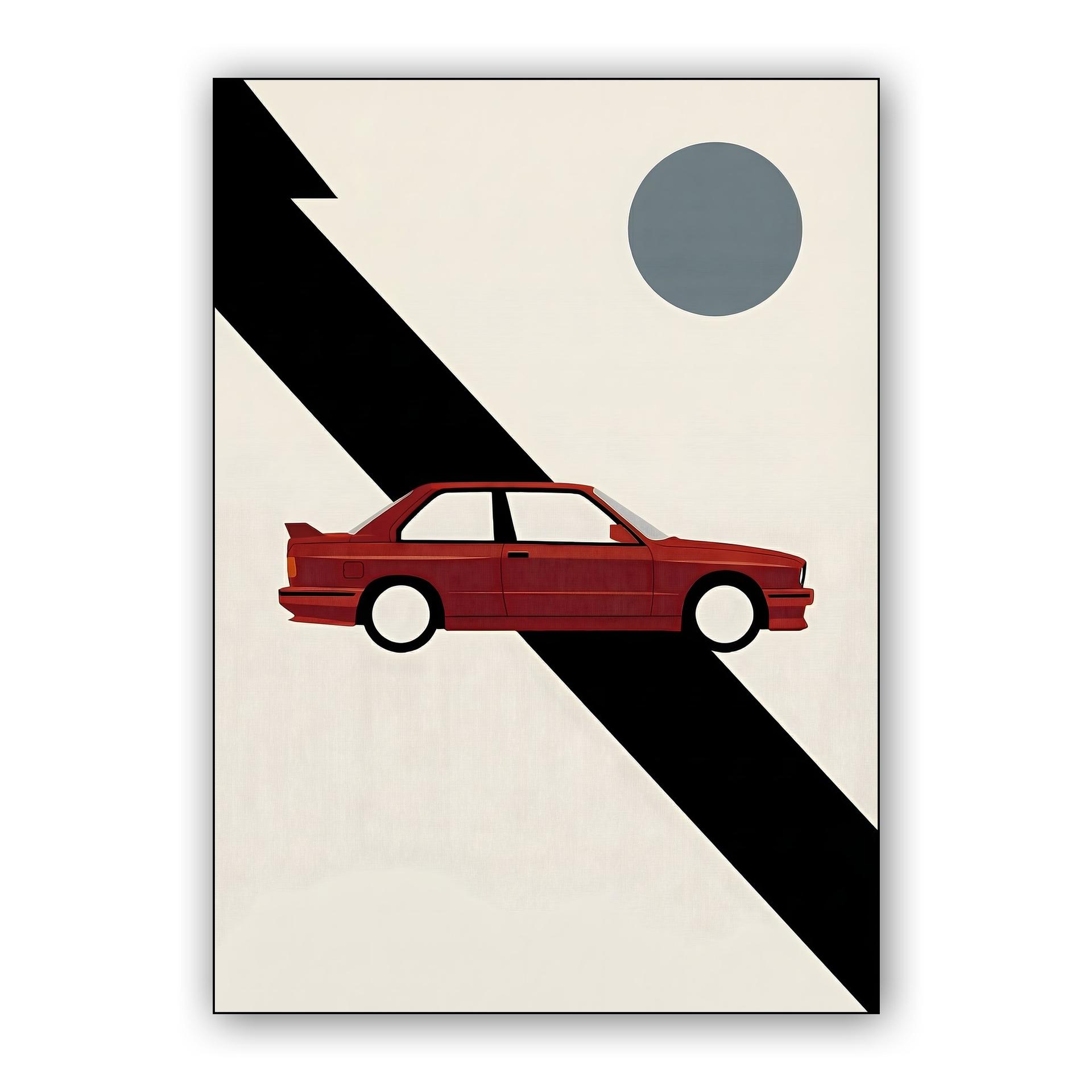 Red BMW E30 M3 Minimalist Graphic