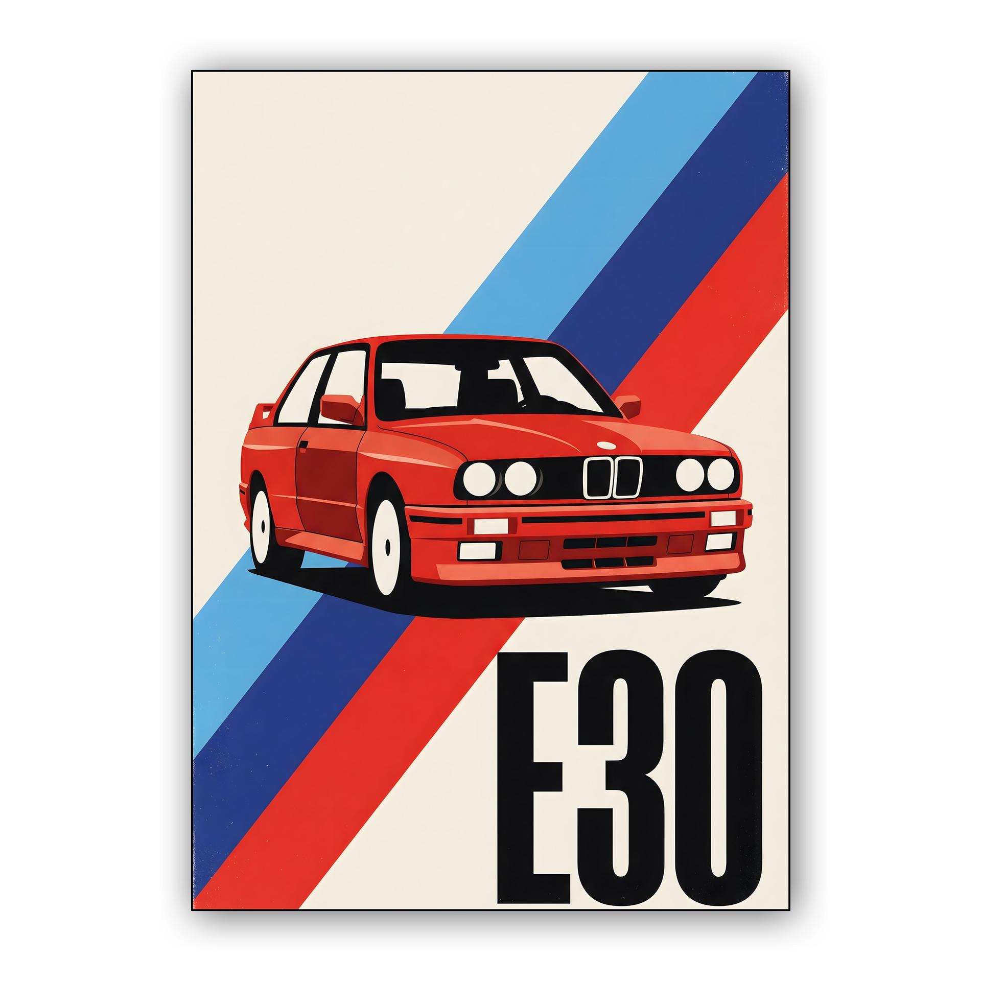 BMW E30 Red Vector Poster
