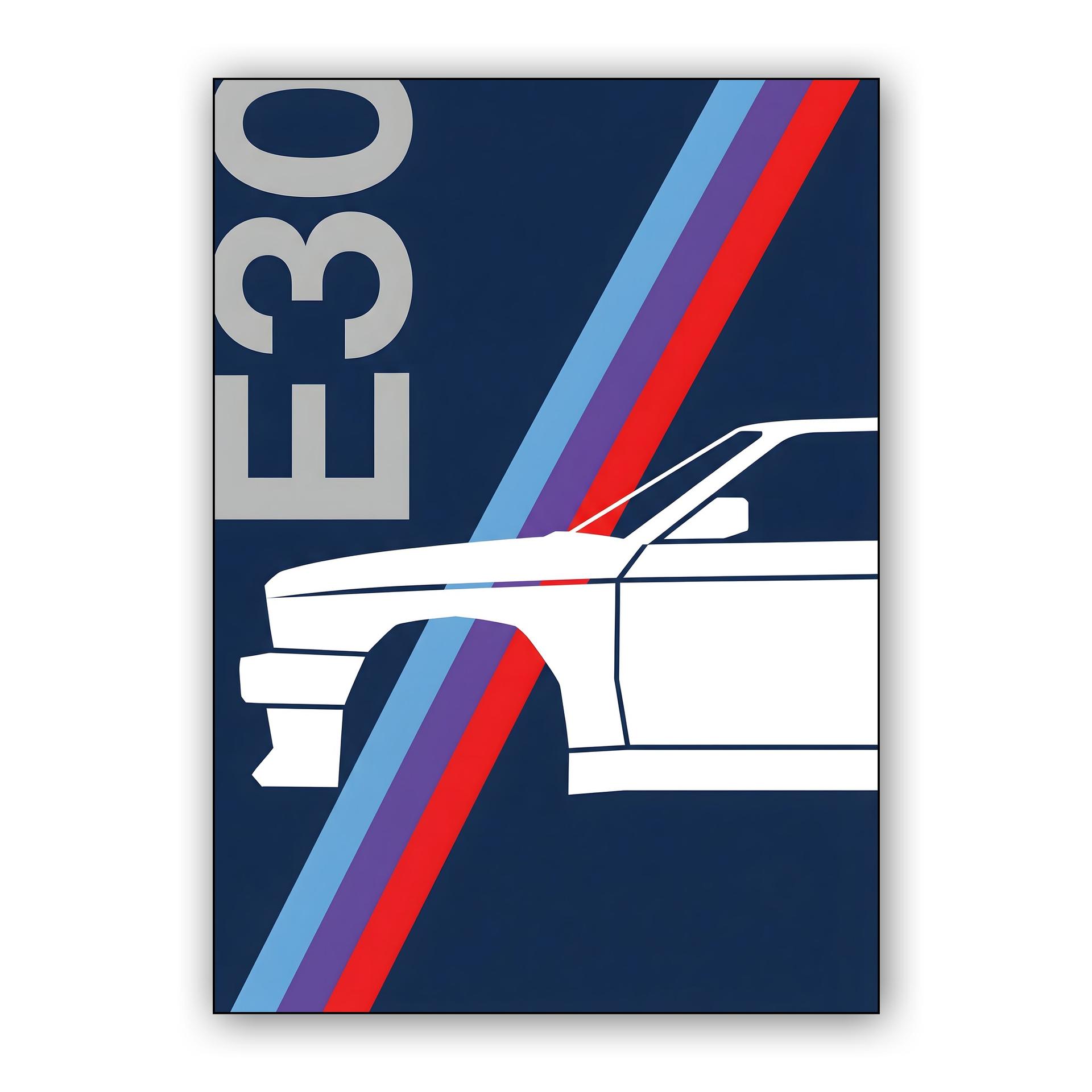BMW E30 Navy M-Stripe Graphic