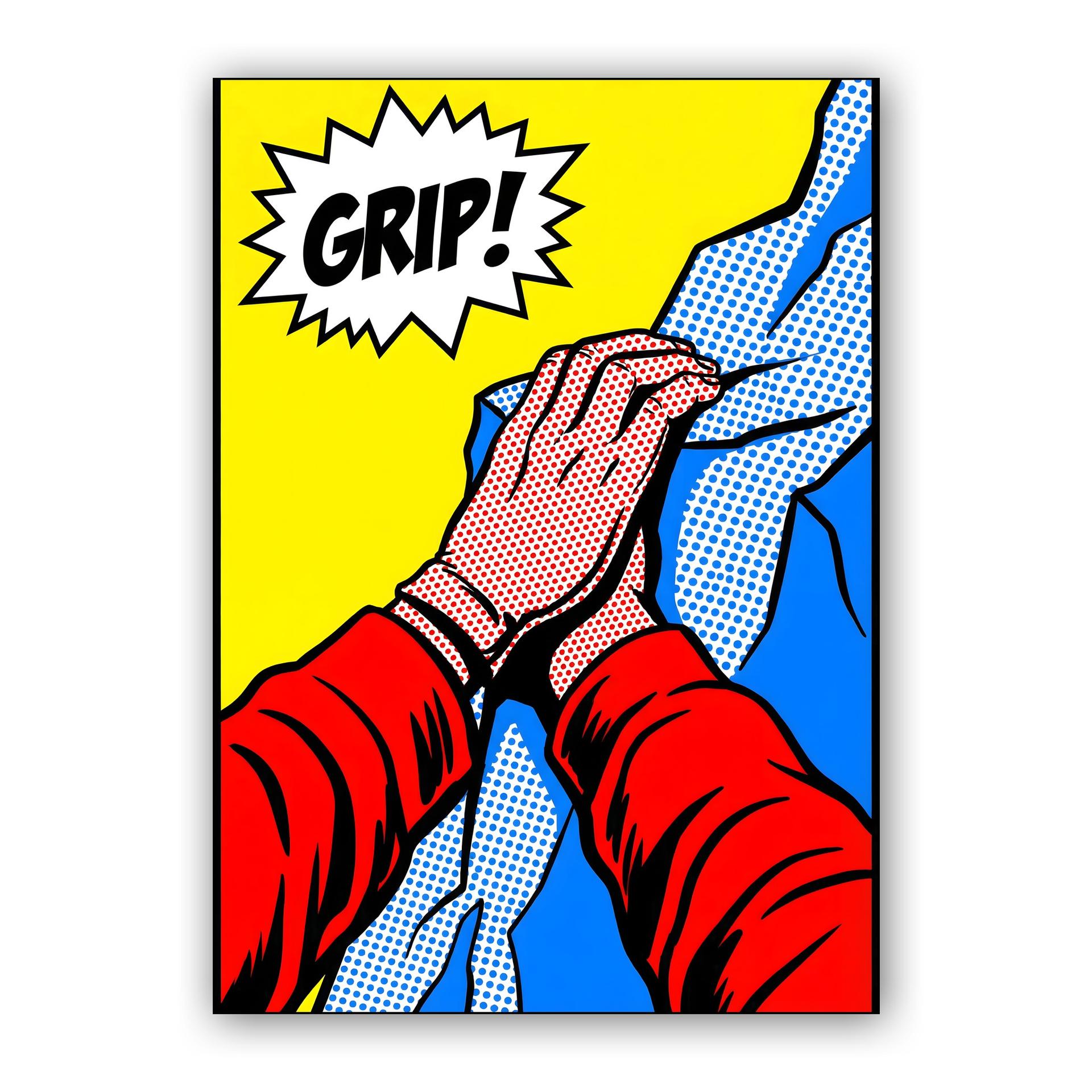 Grip! Comic Book Style Rock Climbing Art