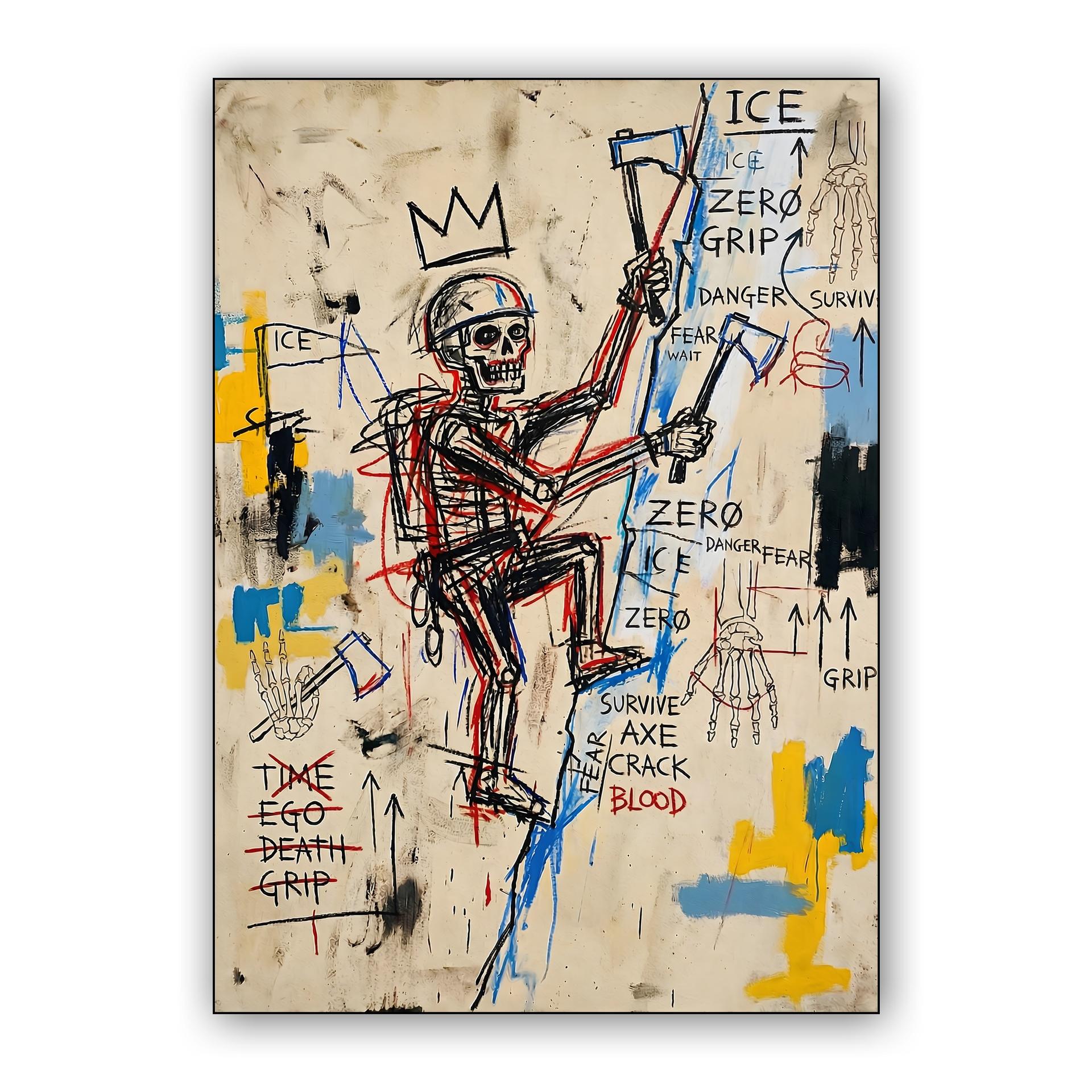 The Ascent of Ego: Basquiat Style Skeletal Climber