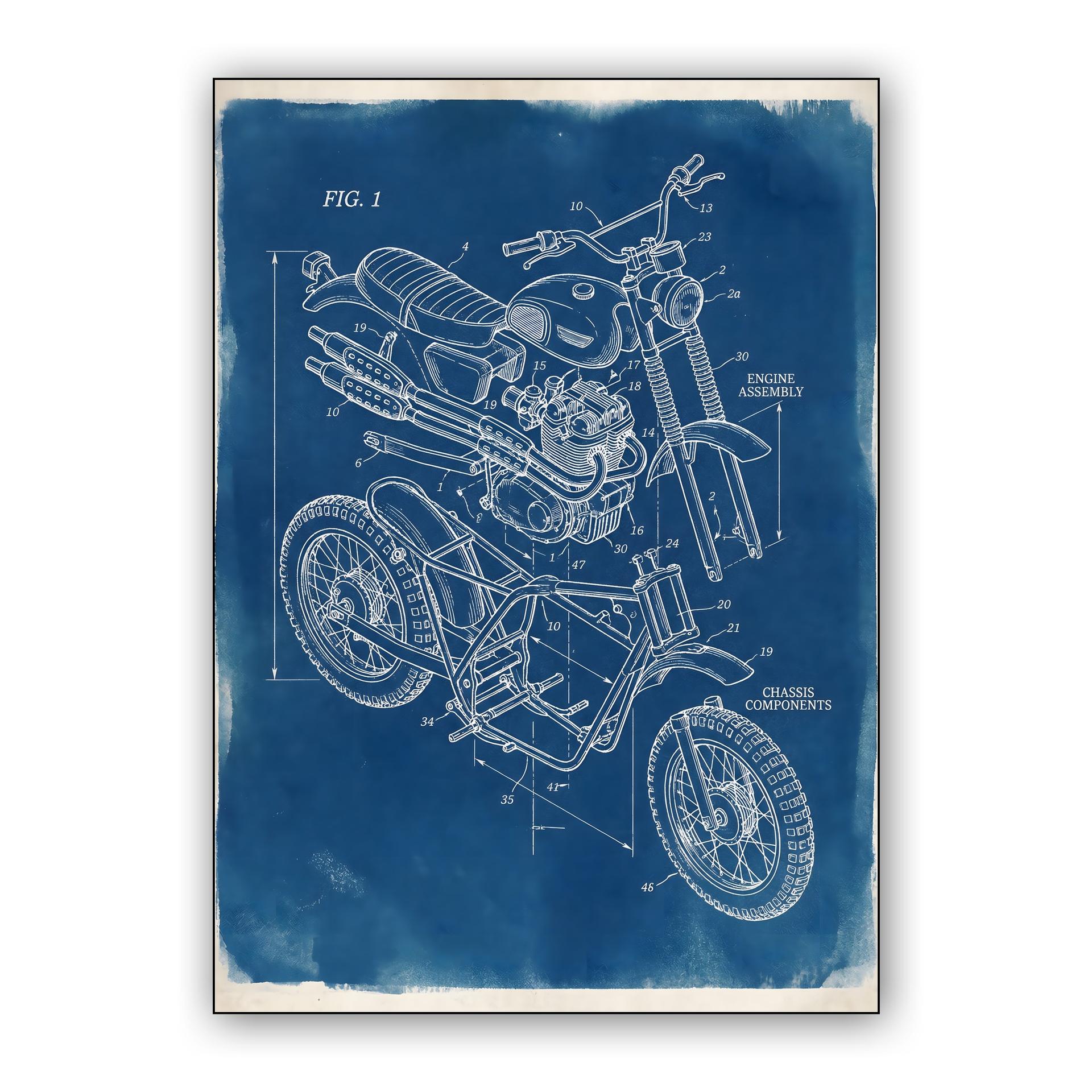 Mechanical Heritage: Vintage Scrambler Exploded Blueprint