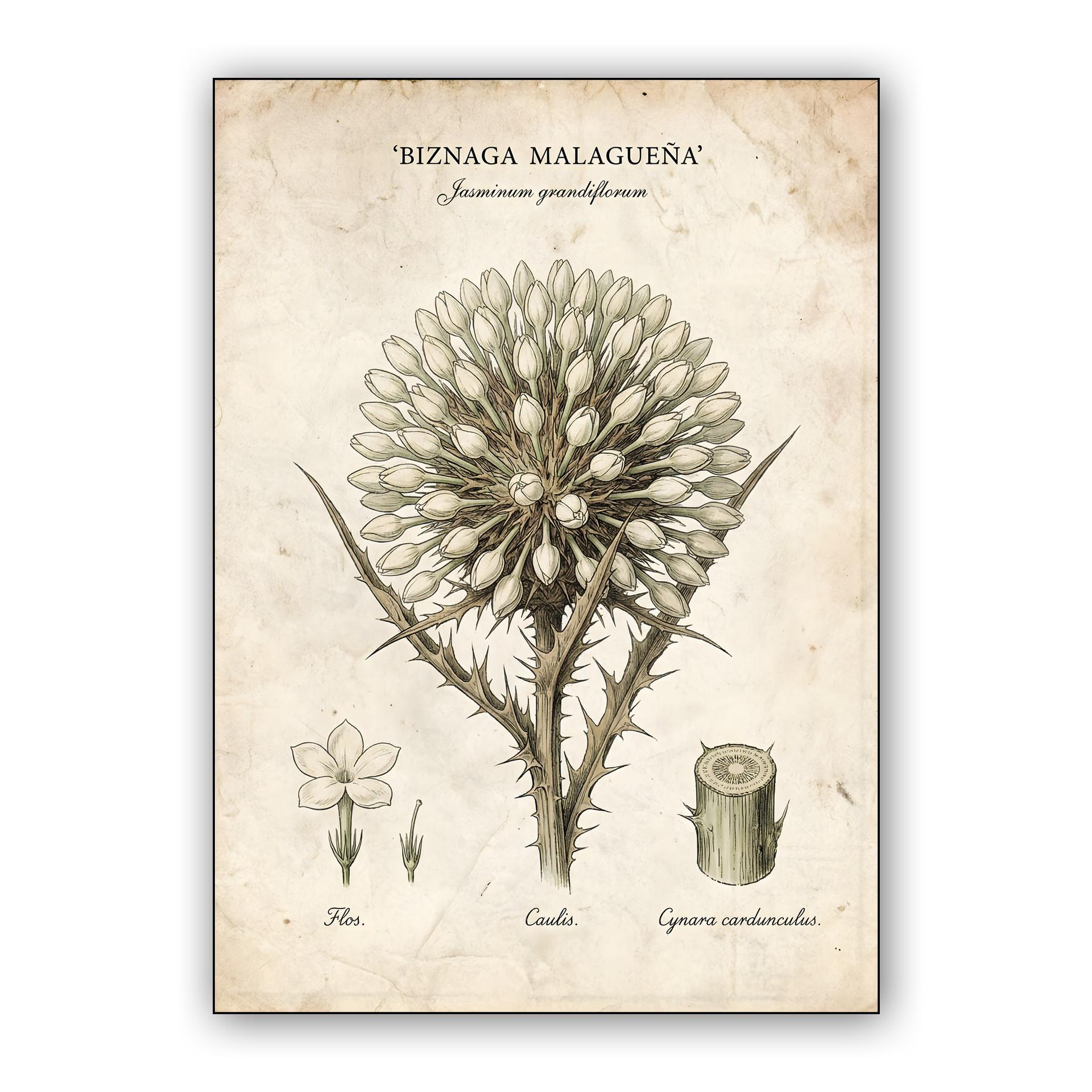 Biznaga Malagueña: Vintage Botanical Illustration