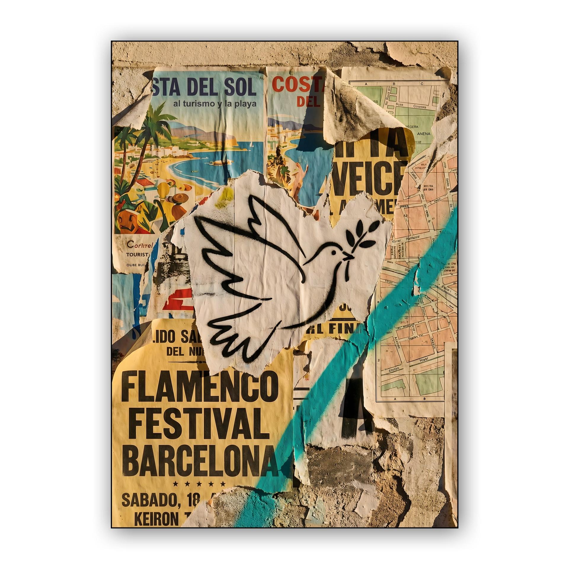 Echoes of Peace: A Spanish Street Art Collage