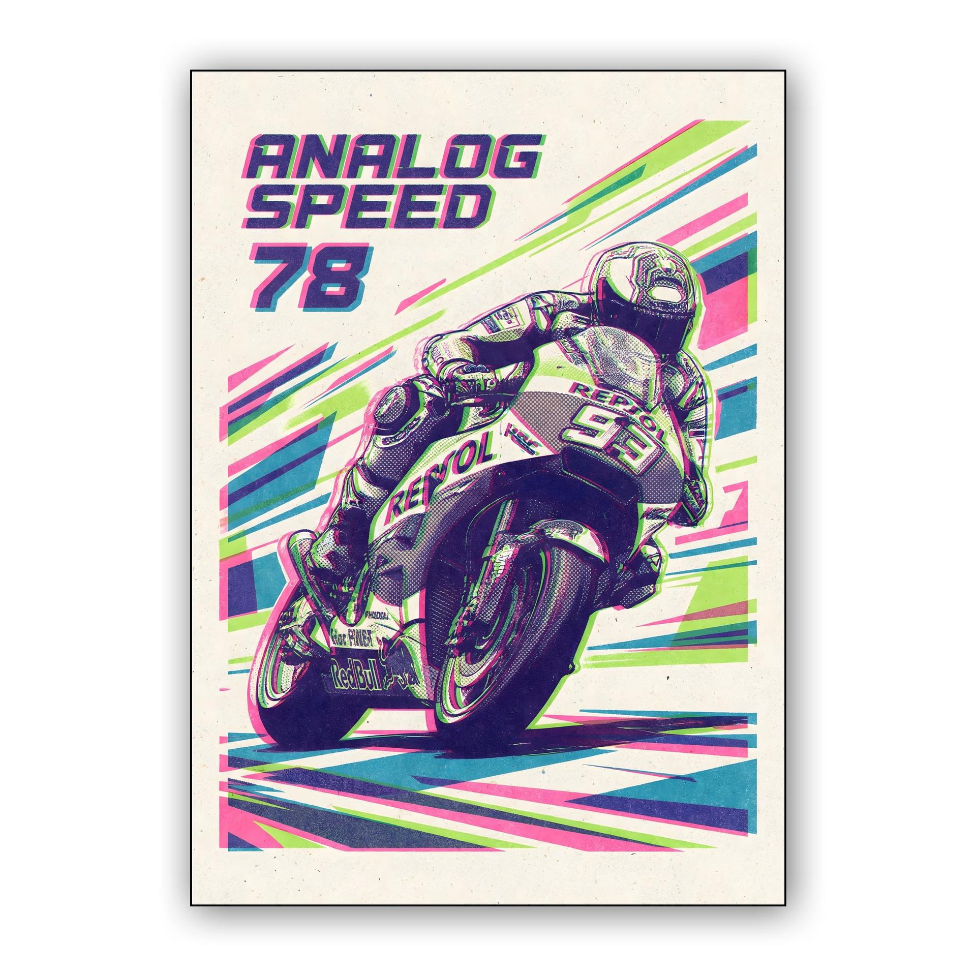 Analog Speed: Marc Márquez Modern Retro Racing Poster