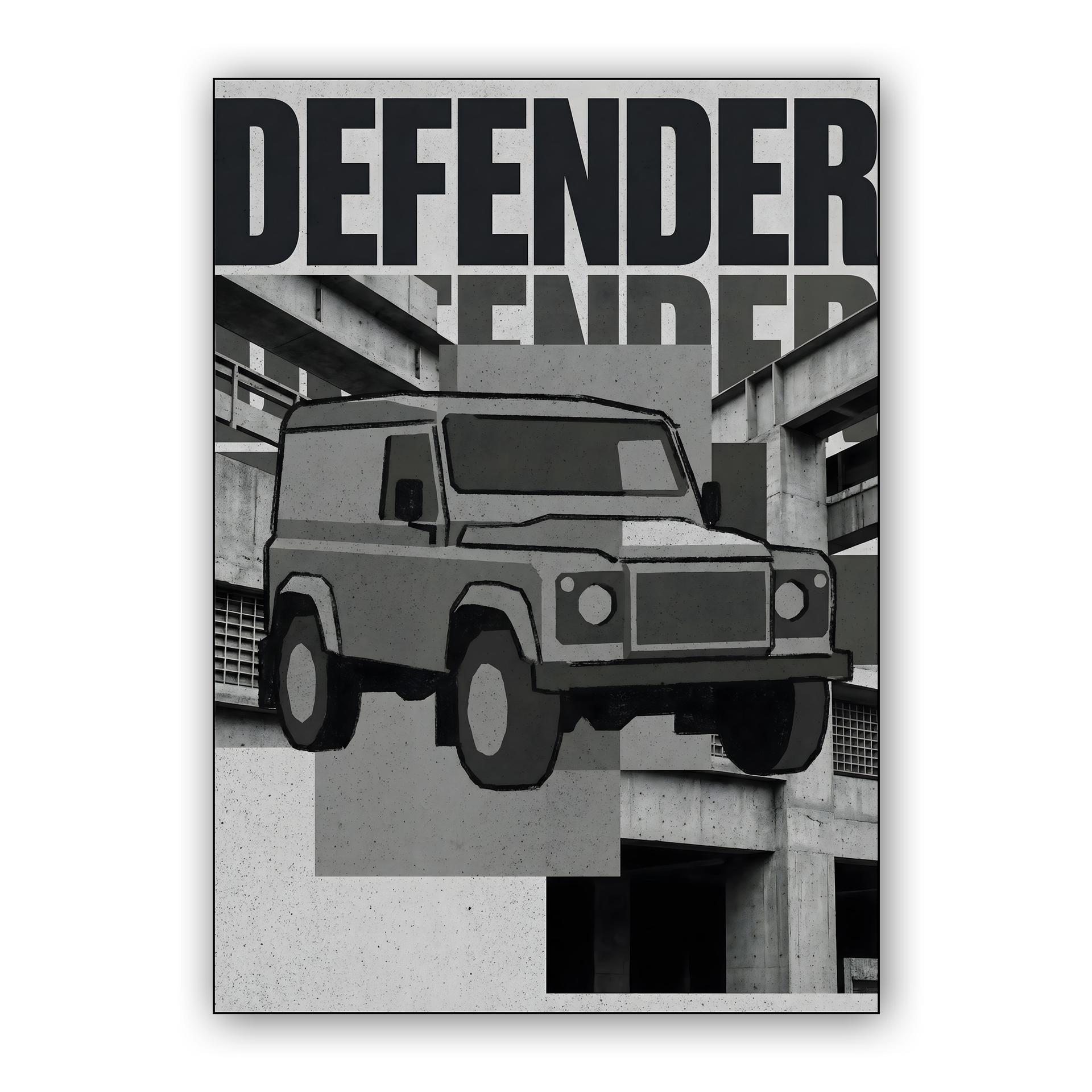 Defender 90 Brutalist Industrial Collage