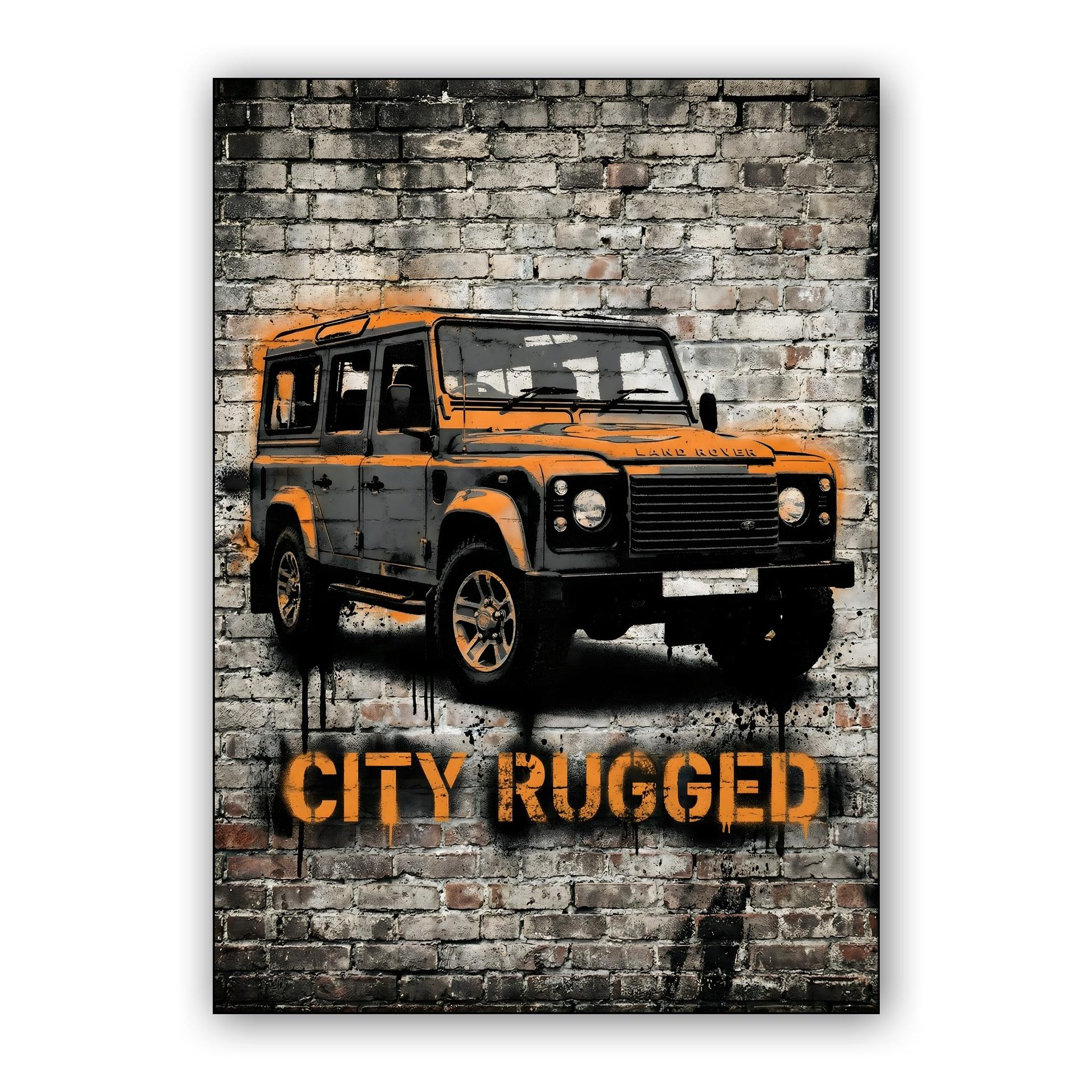 City Rugged Land Rover Defender Street Art