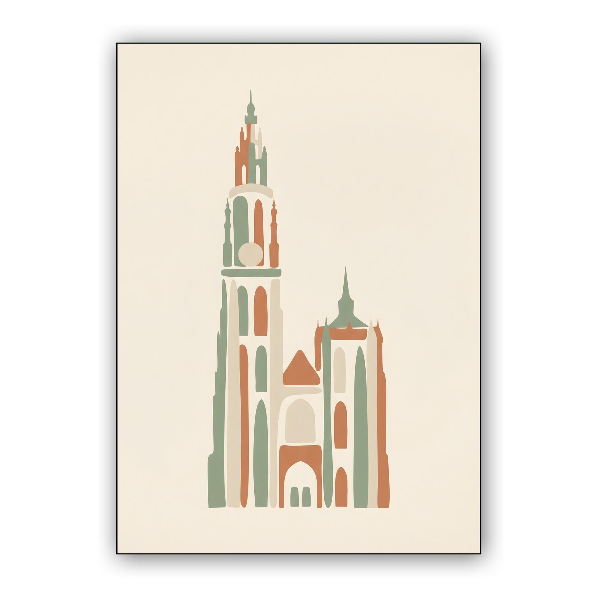 Antwerp Cathedral Earth Tones Minimalist