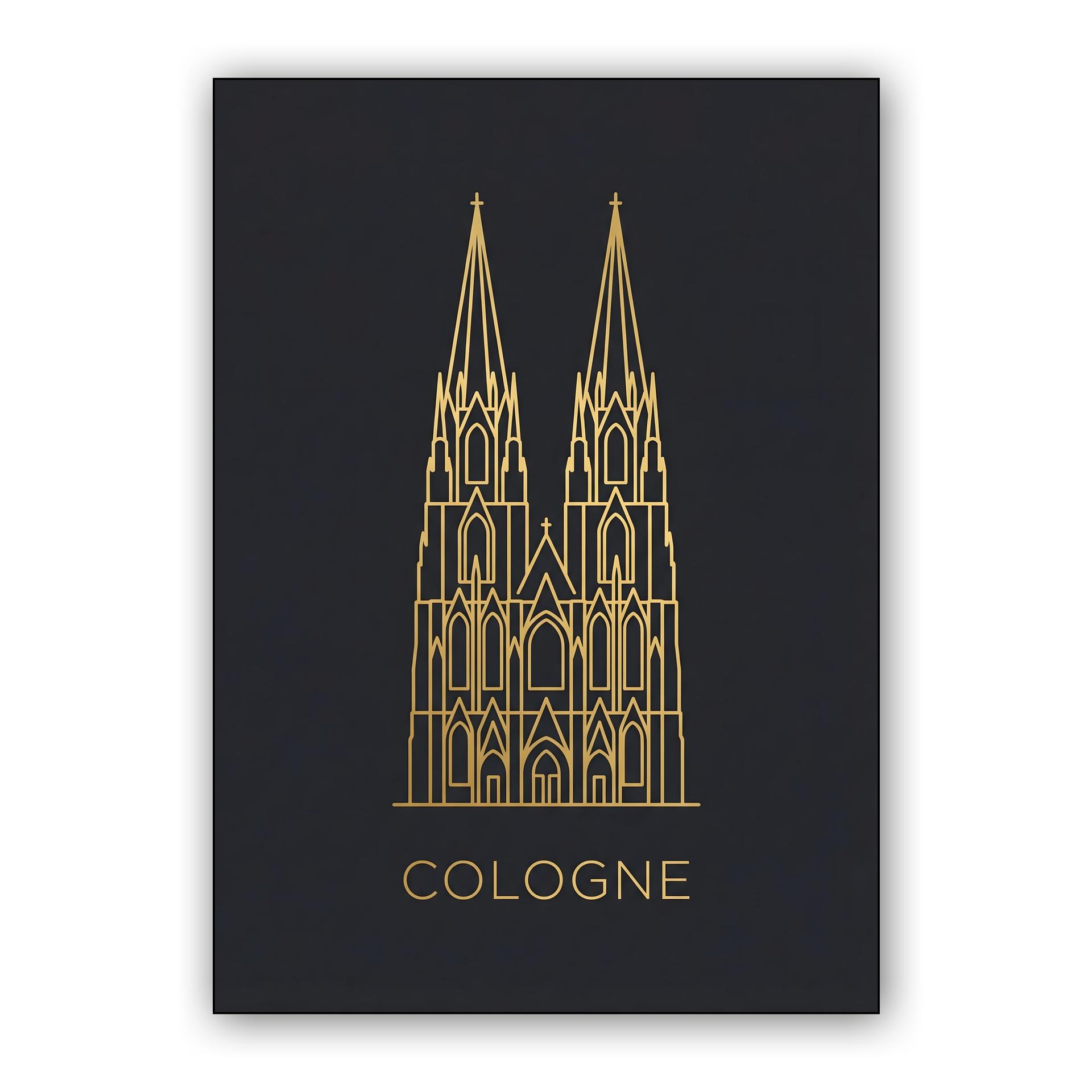 Cologne Cathedral Golden Line Art
