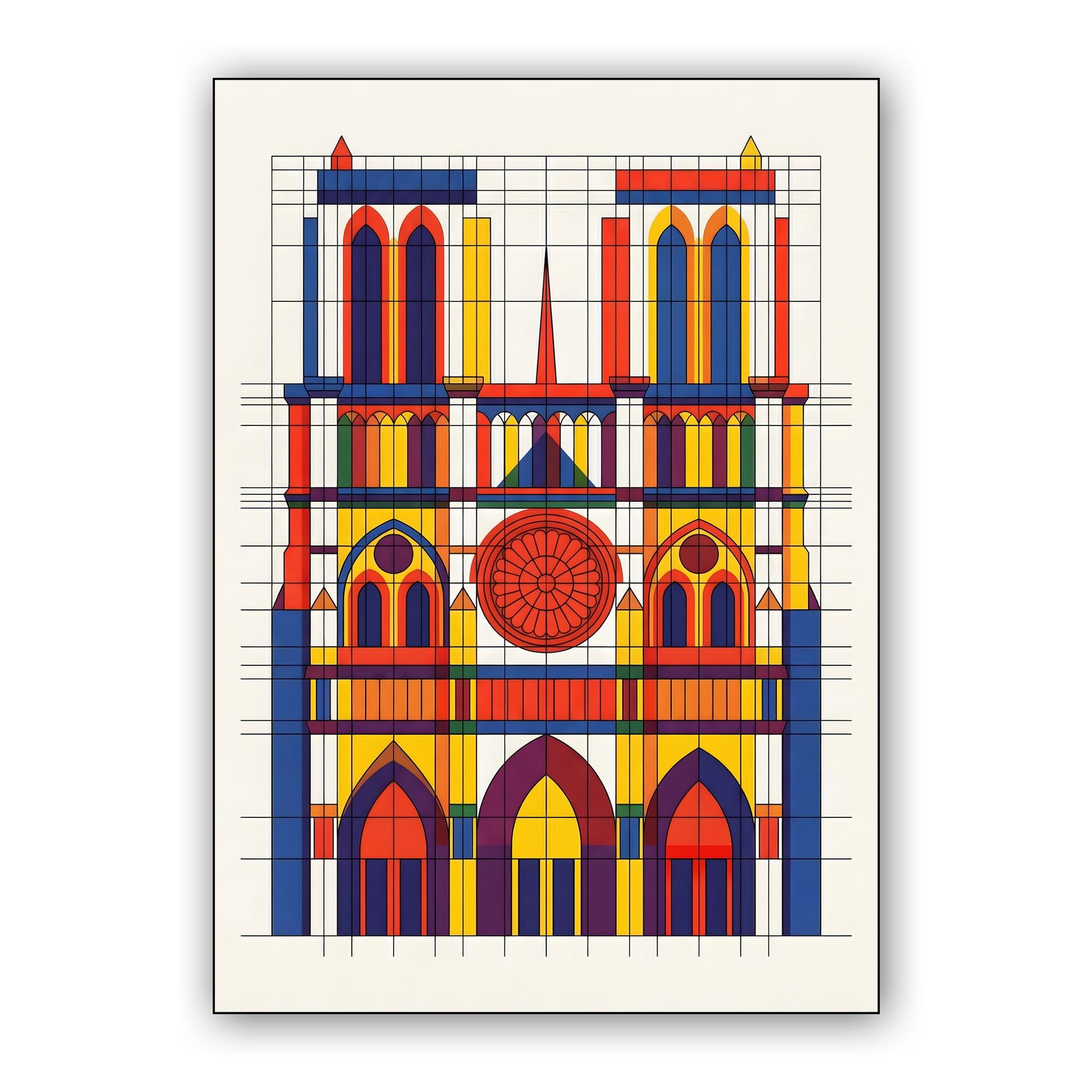 Notre-Dame Geometric Color Grid