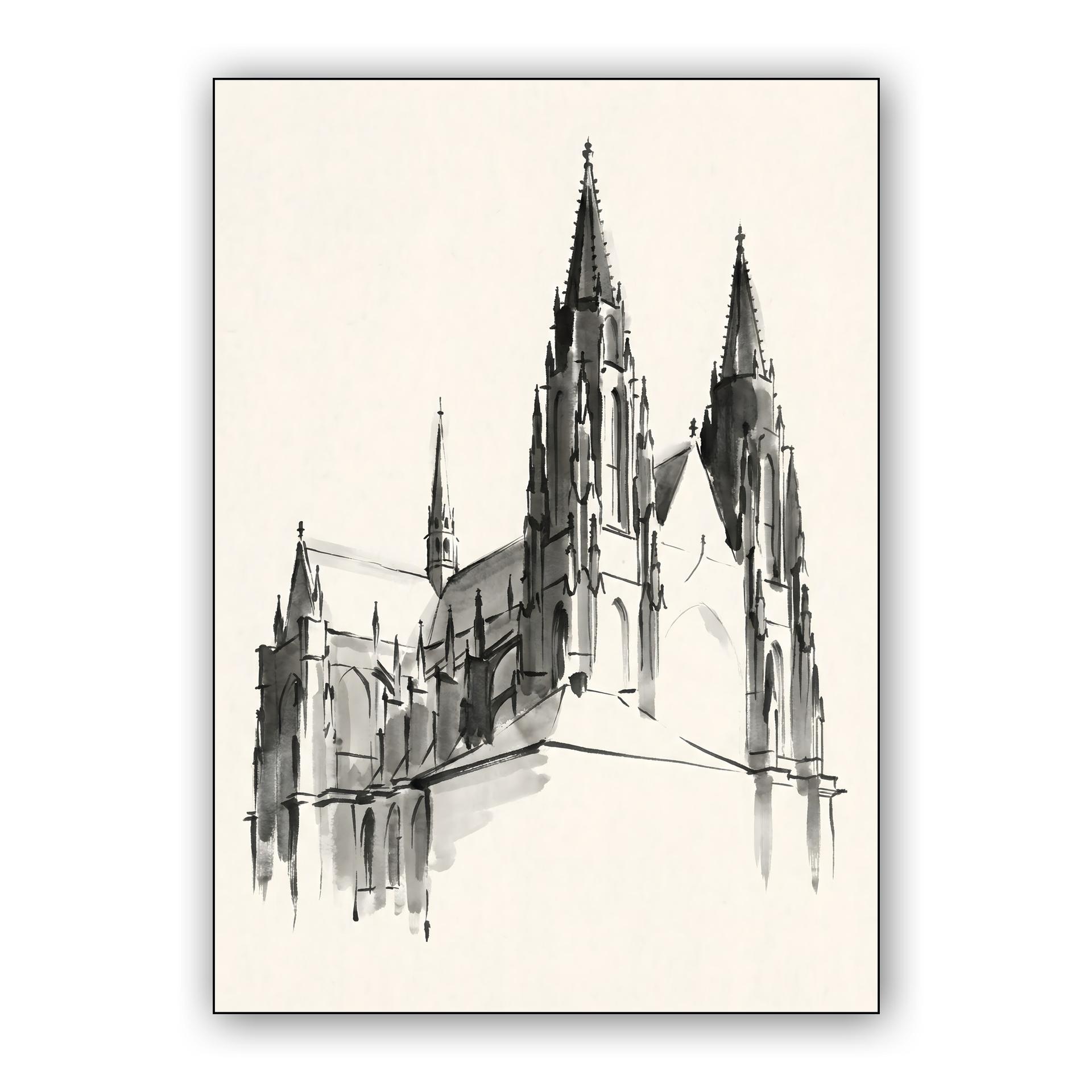 St. Vitus Cathedral Ink Wash Sketch