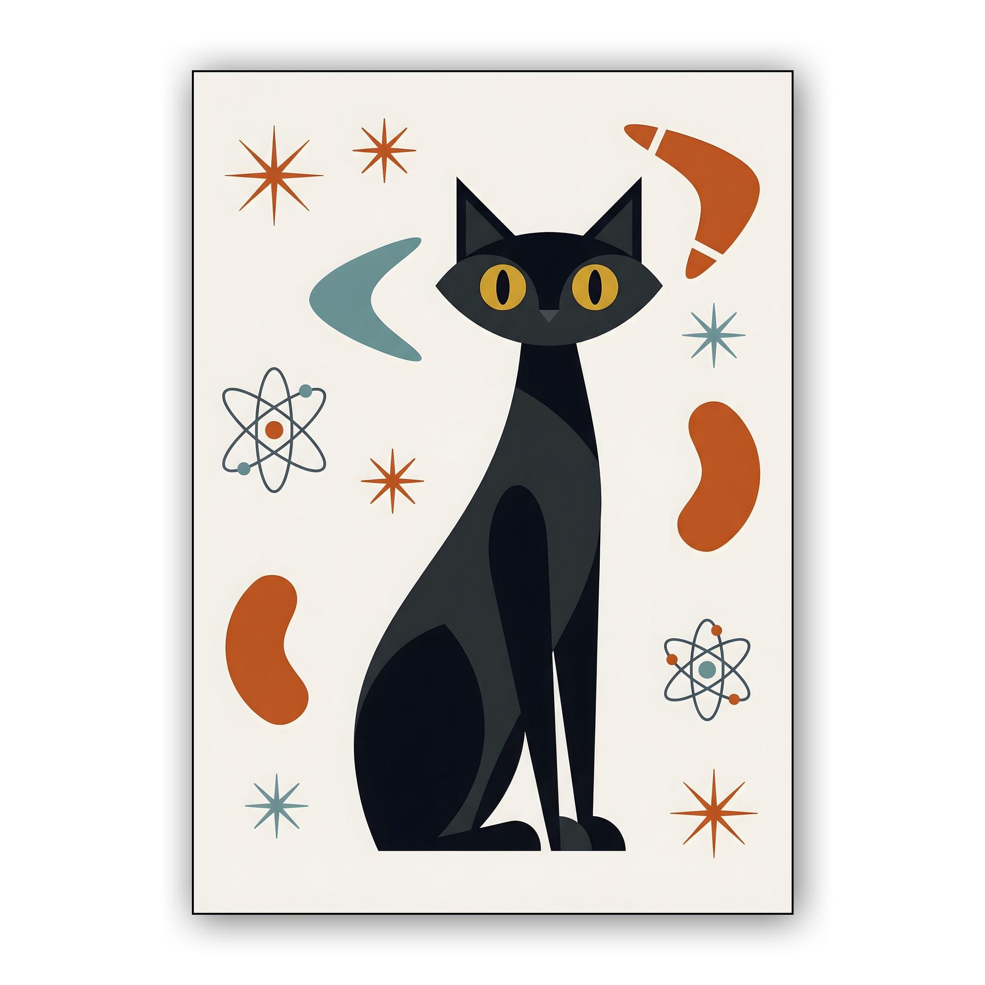 Atomic Black Cat: Mid-Century Modern Atomic Age Art