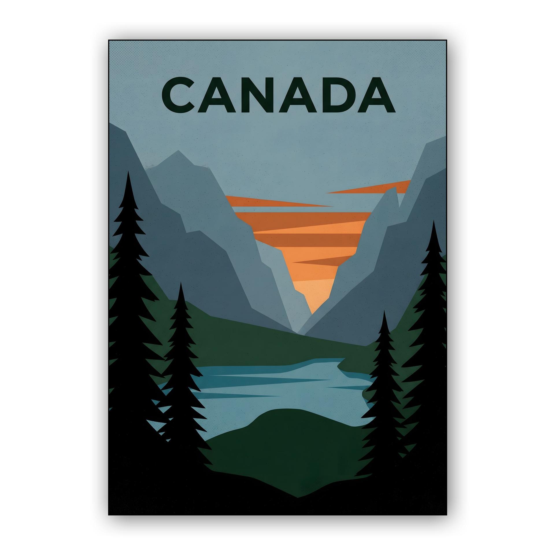 Canadian Mountain Sunset Travel Poster