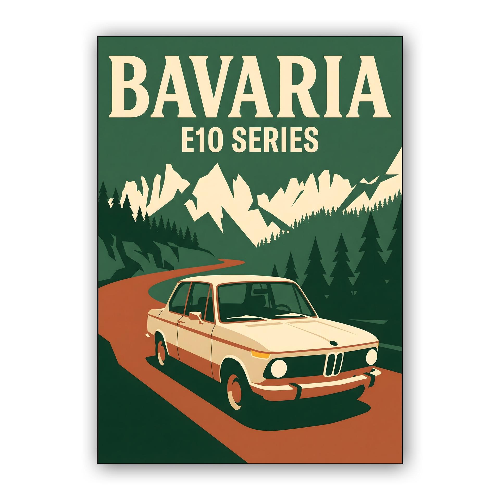 Bavaria E10 Series: Classic BMW 2002 Travel Poster