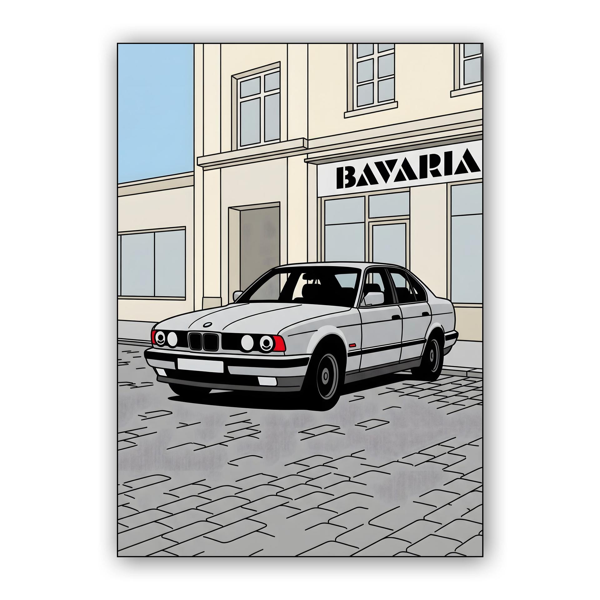 BMW E34 Bavaria: Heritage Line Art Illustration