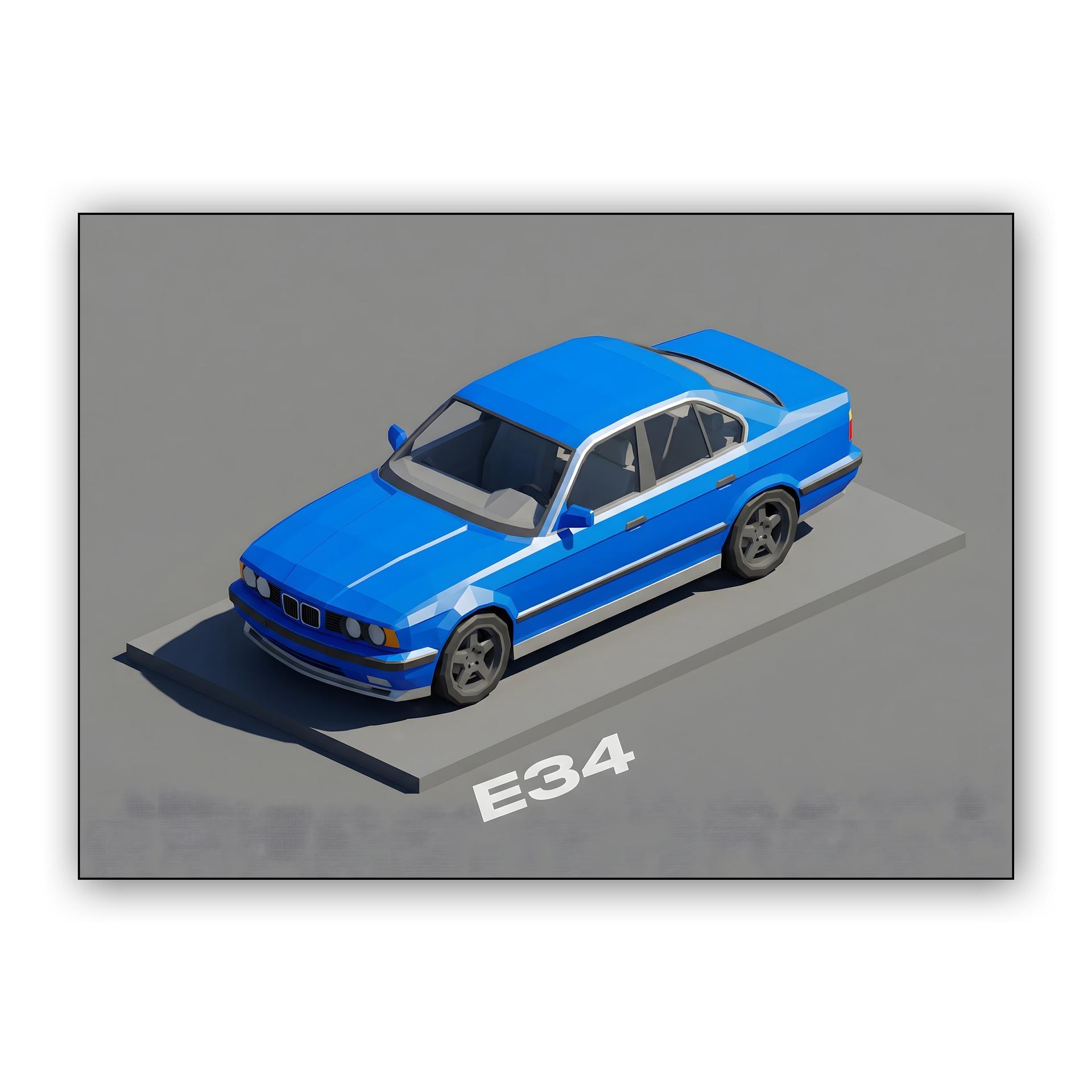 Blue E34: Low Poly Isometric Render