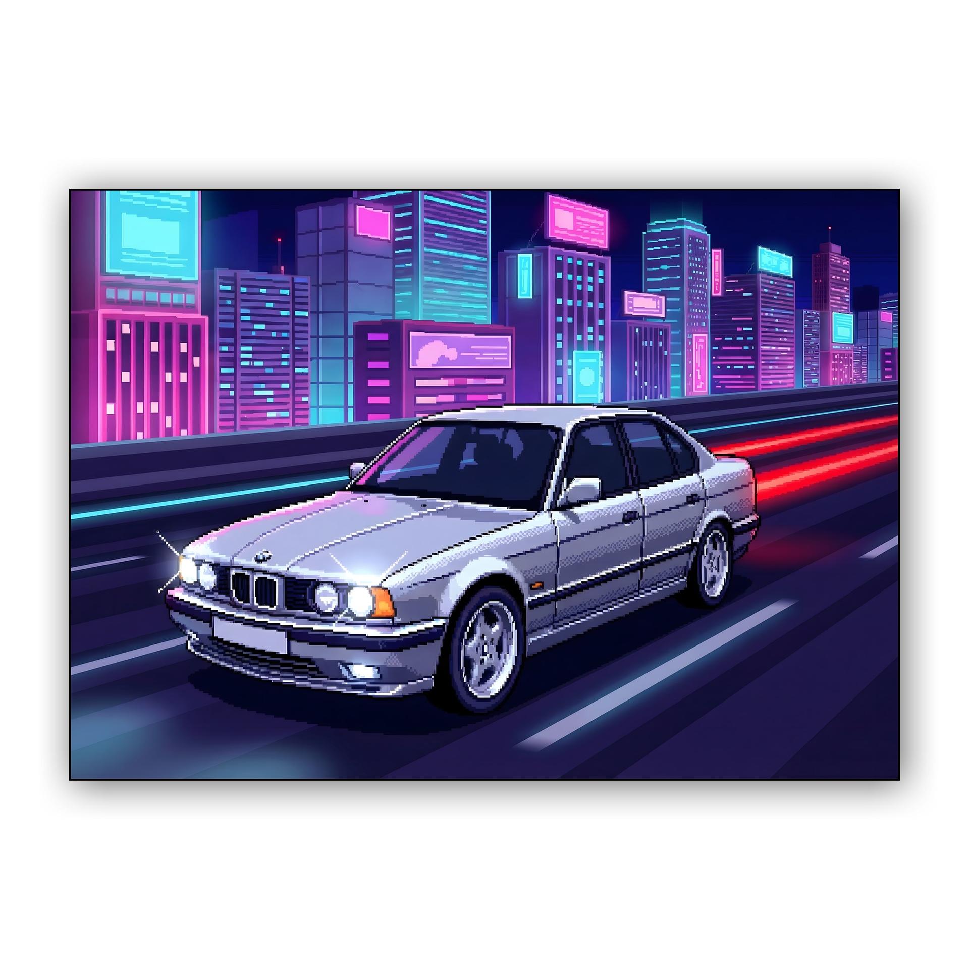 BMW E34 Pixel Neon Highway