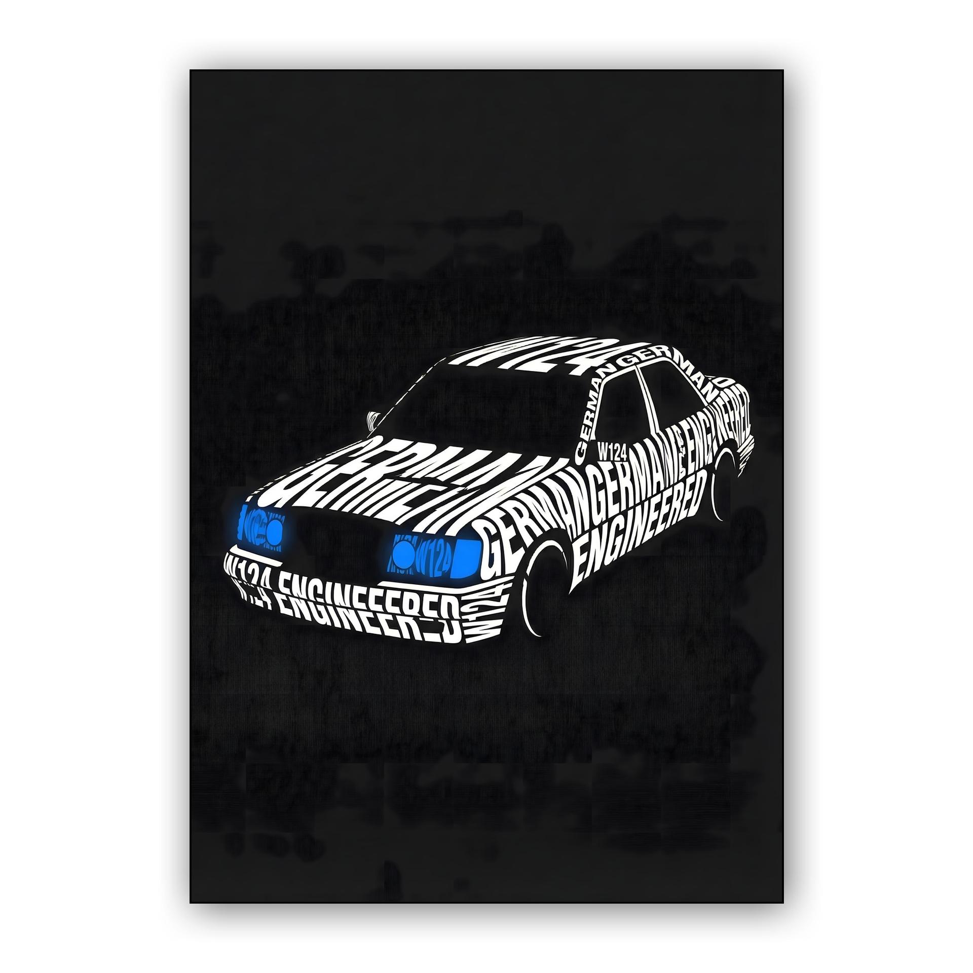 German Engineered: W124 Typographic Art