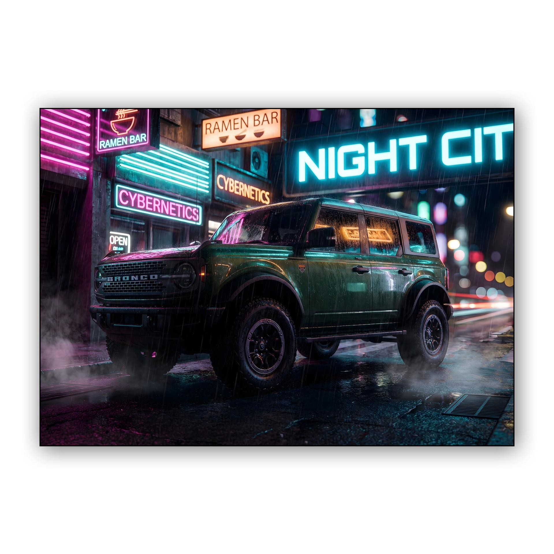 Neon Outlaw: Ford Bronco Cyberpunk Night