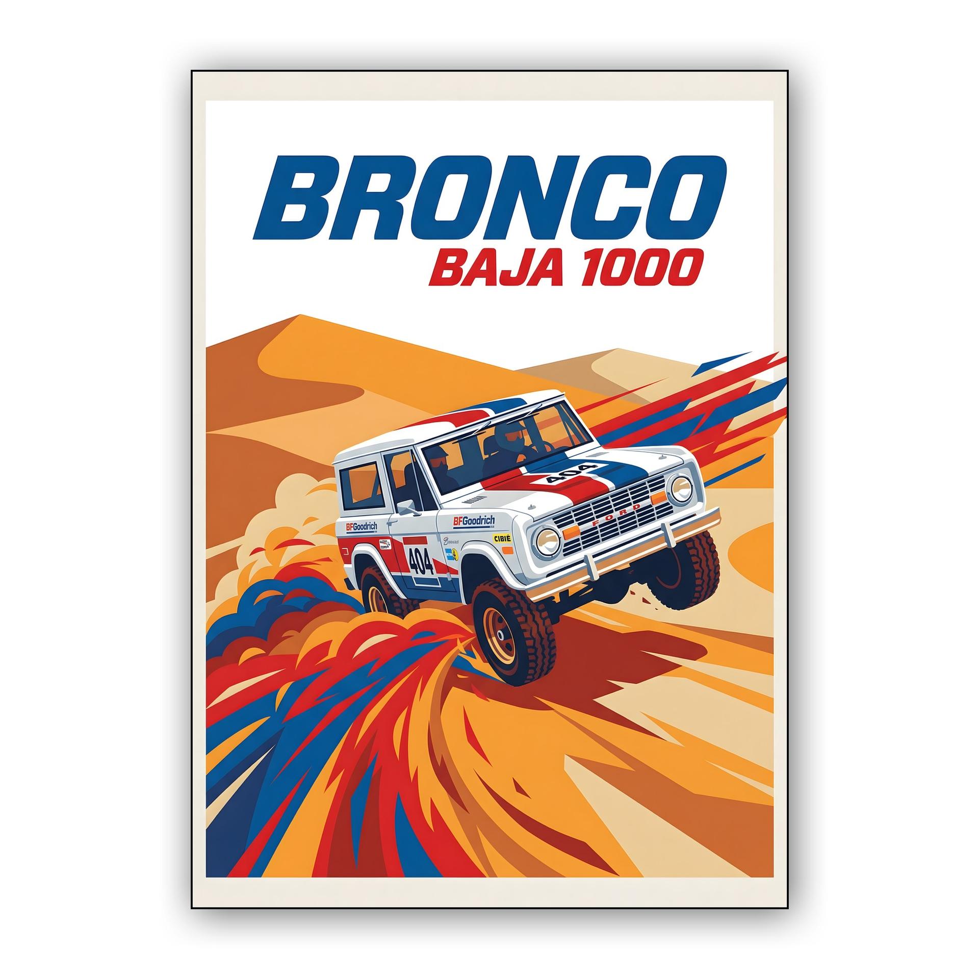 Ford Bronco Baja 1000 Desert Racing Poster