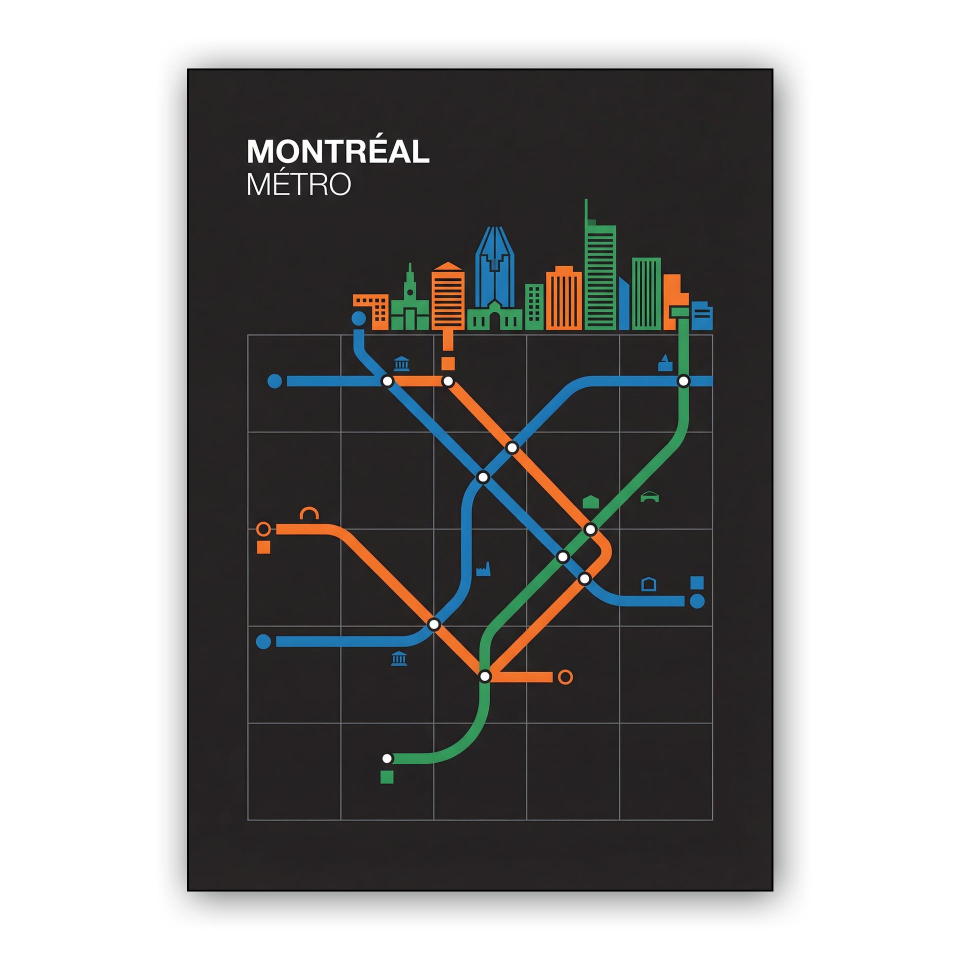 Montreal Metro Minimalist Transit Map