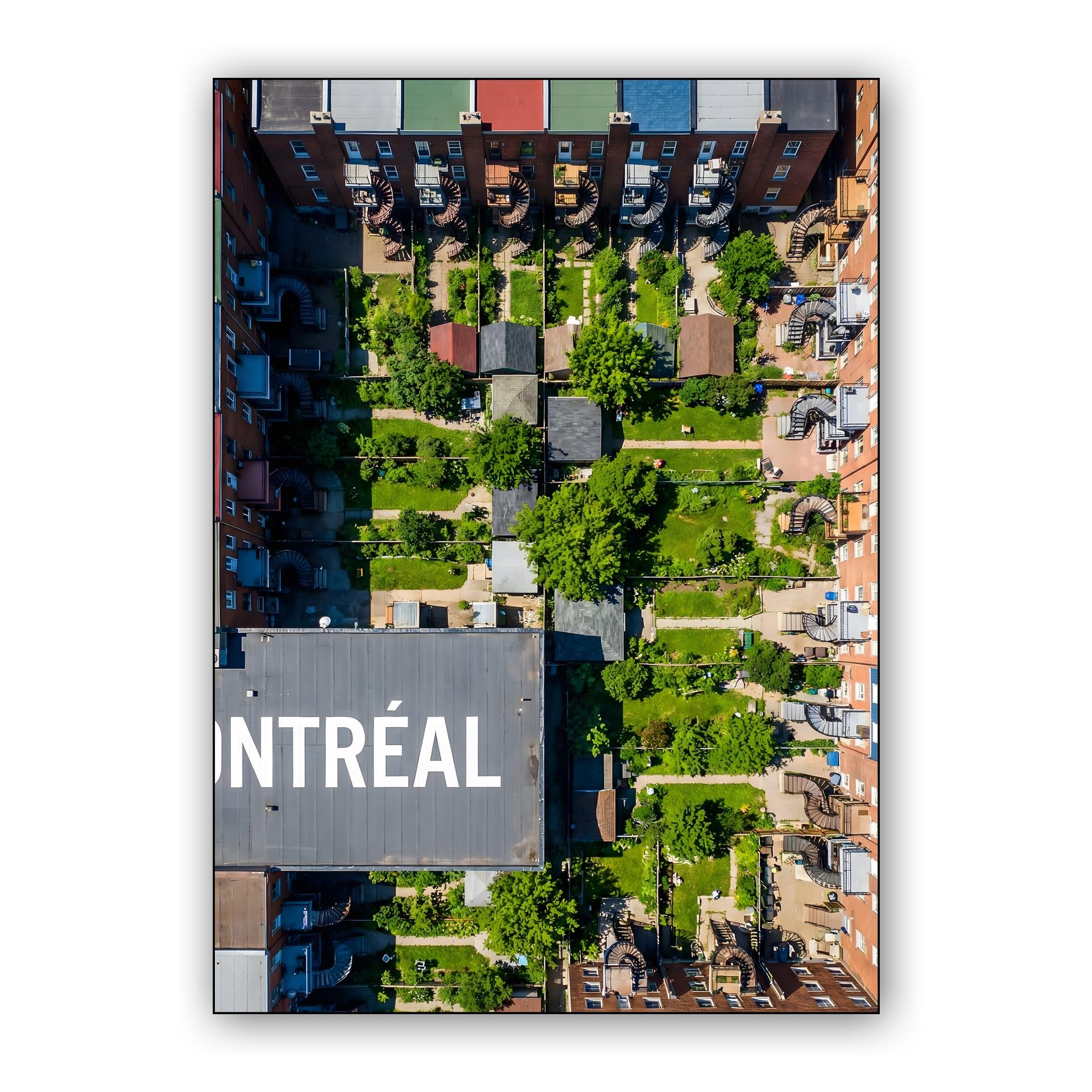 Montreal Aerial: Plateau Gardens and Spiral Stairs