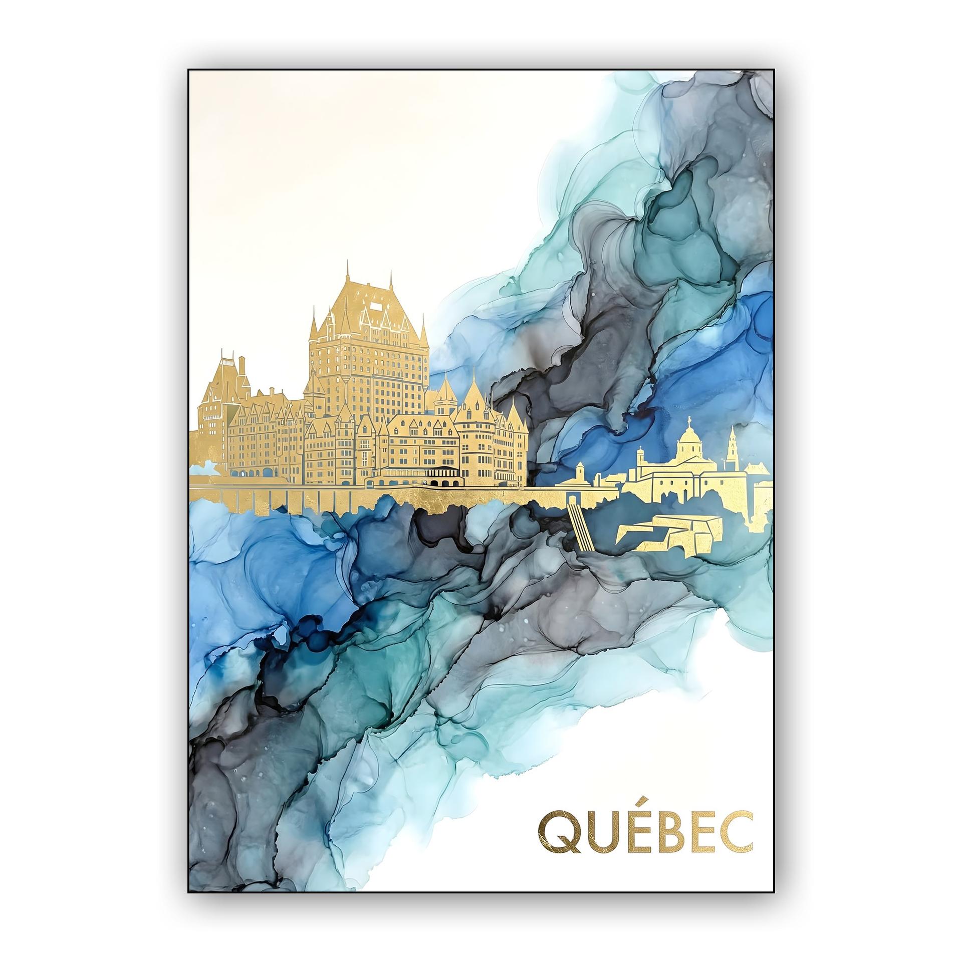 Golden Horizon: Quebec City Alcohol Ink Fusion