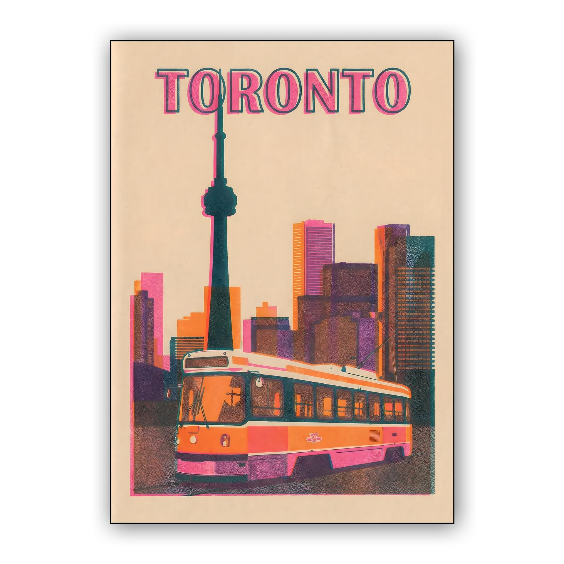 Toronto Skyline Risograph Travel Poster