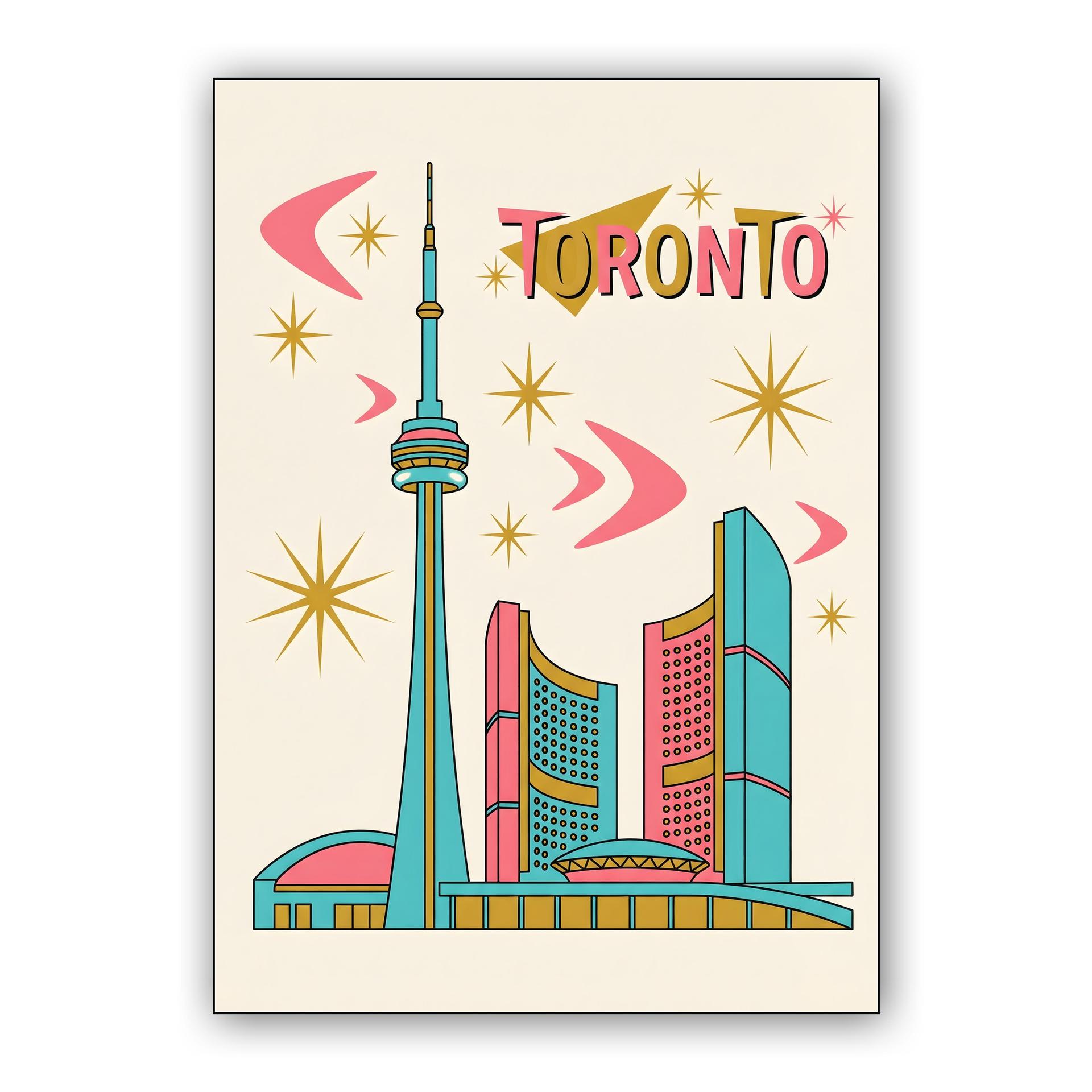 Toronto Retro Atomic Skyline Poster