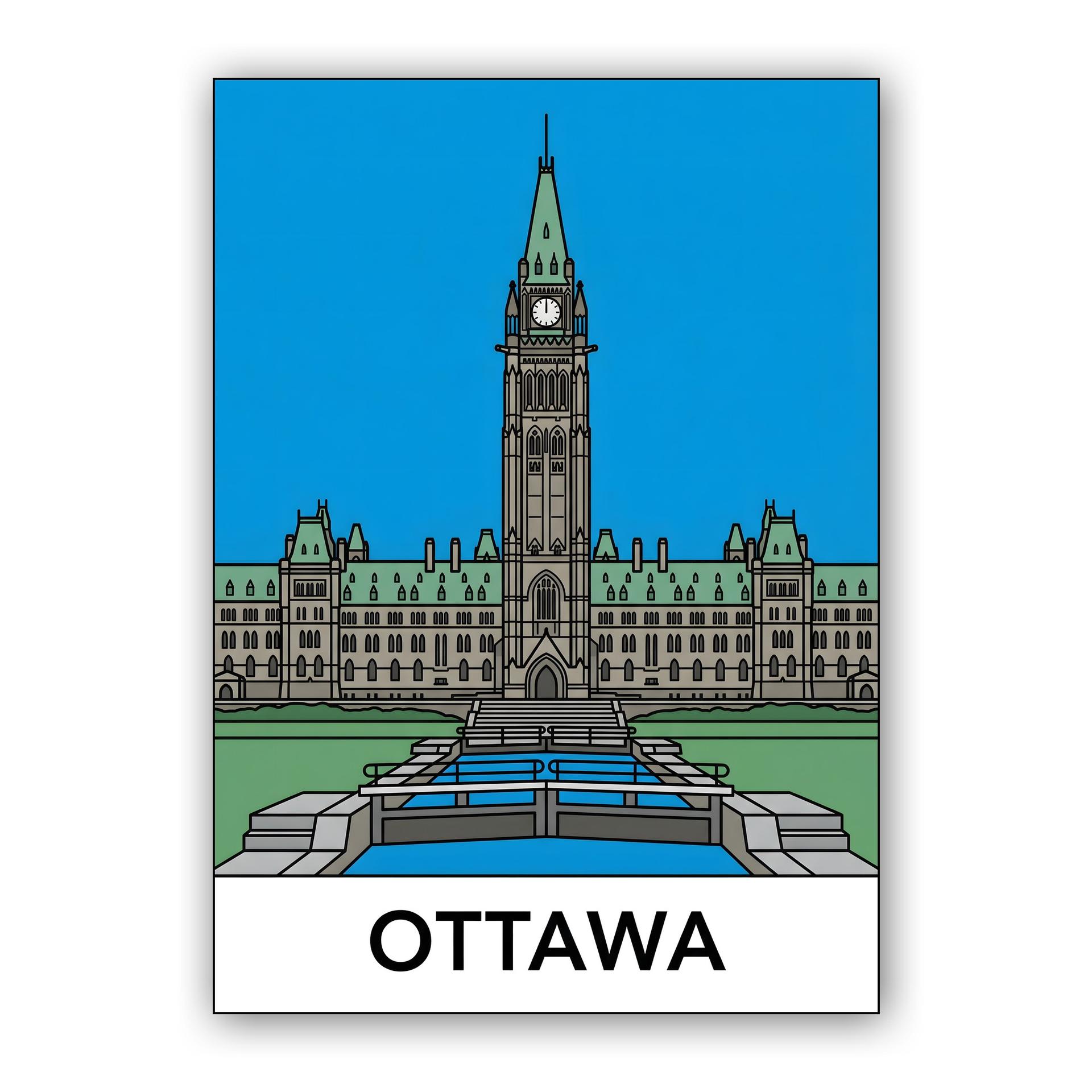 Ottawa Parliament Hill Minimalist Illustration