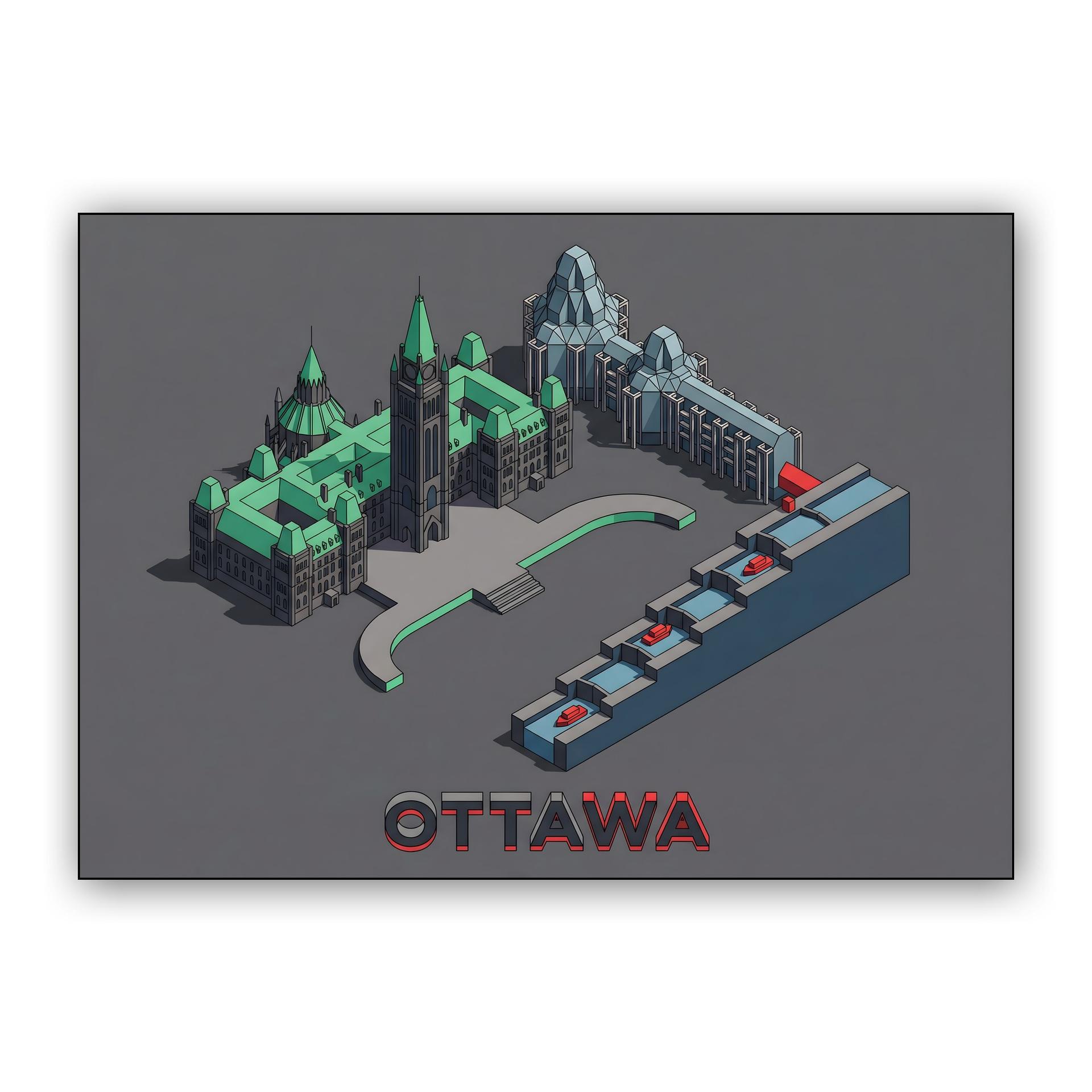 Ottawa Isometric Diorama: Landmarks of the Capital