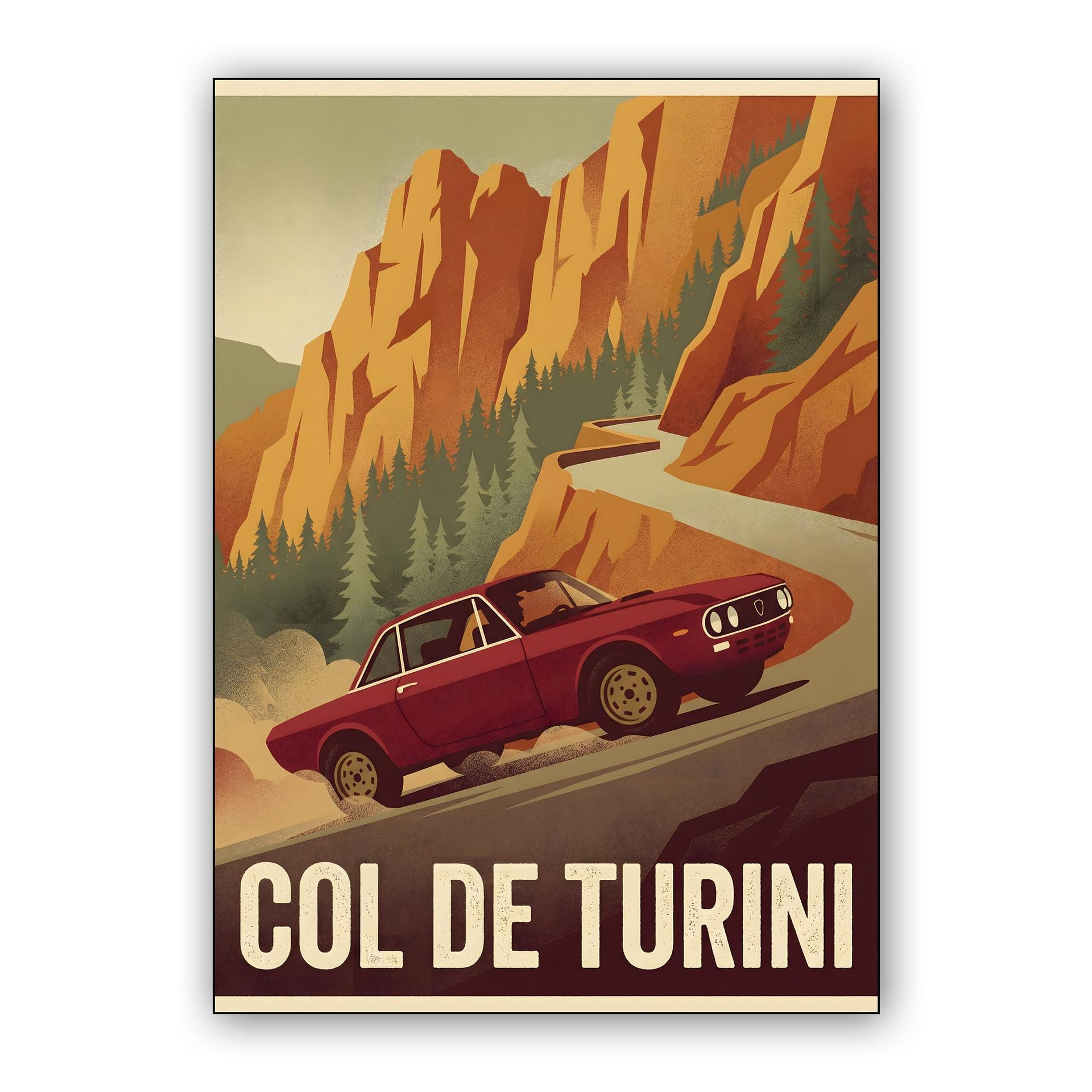 Lancia Fulvia HF at Col de Turini Rally Poster