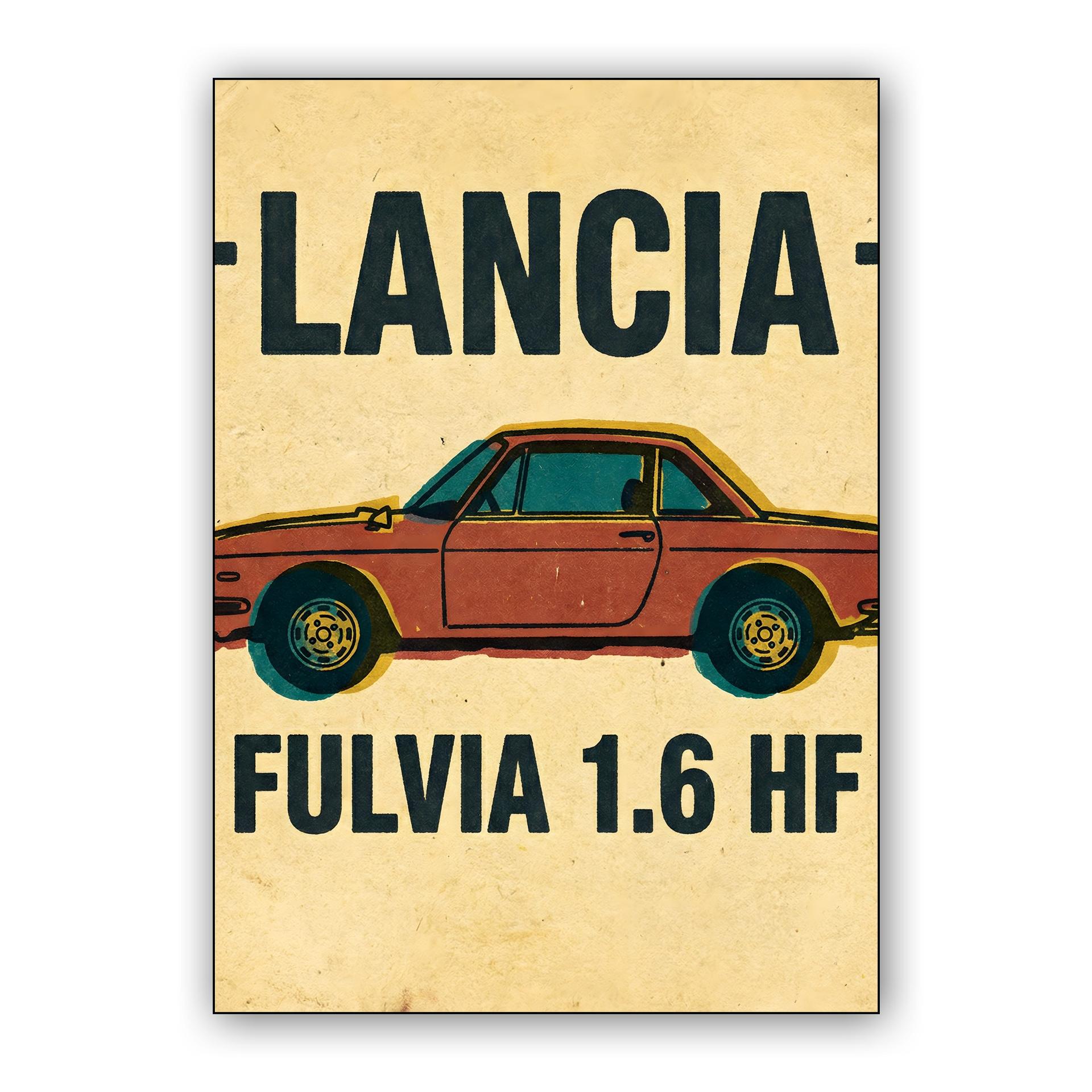 Lancia Fulvia 1.6 HF Vintage Poster Style