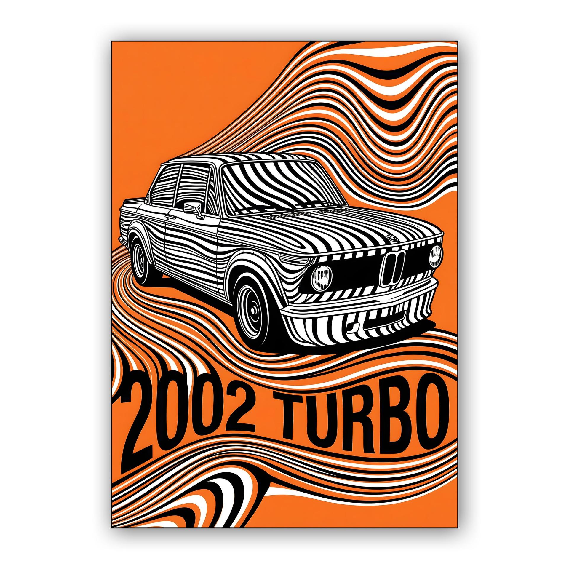 BMW 2002 Turbo Psychedelic Op Art Poster