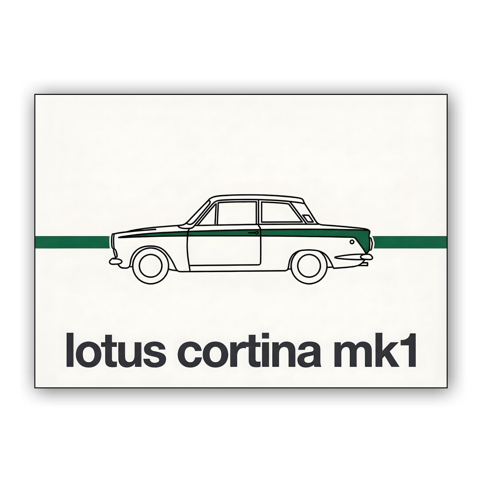 Lotus Cortina Mk1 Minimalist Line Art