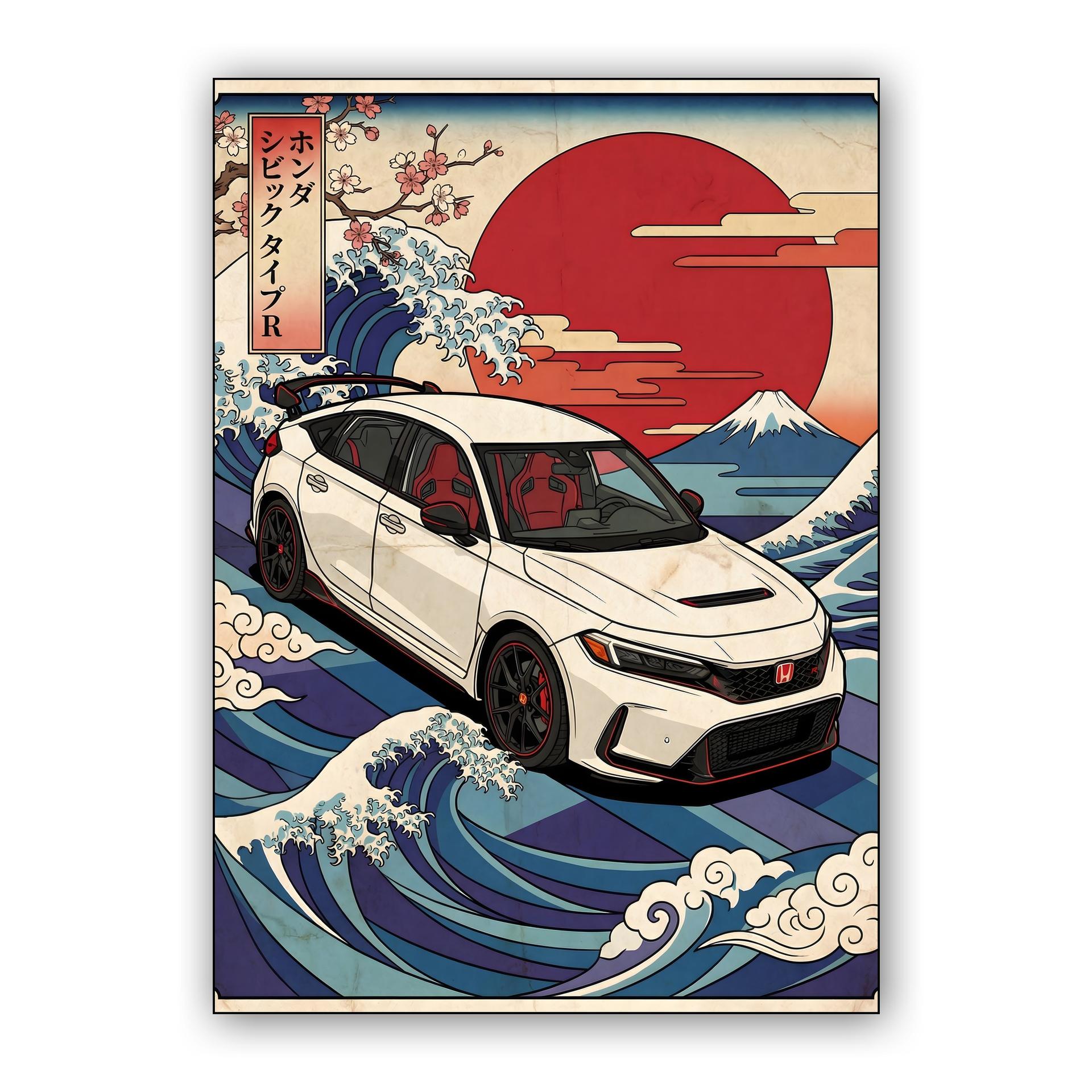 Honda Civic Type R FL5 Great Wave Ukiyo-e Poster