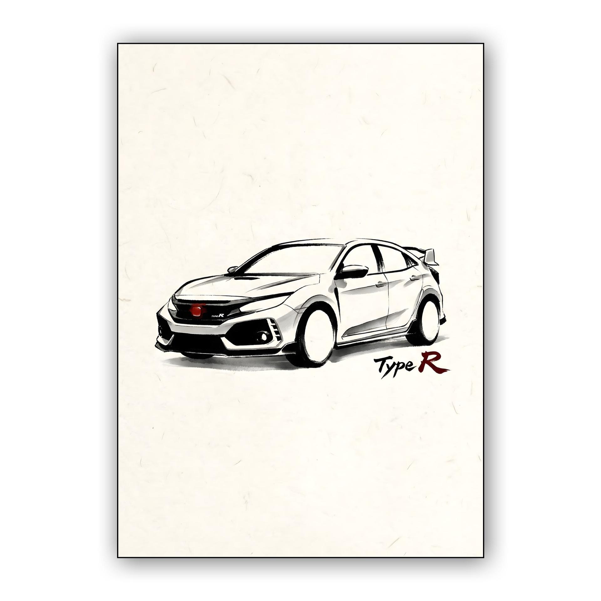 Honda Civic Type R FK8 Sumi-e Illustration